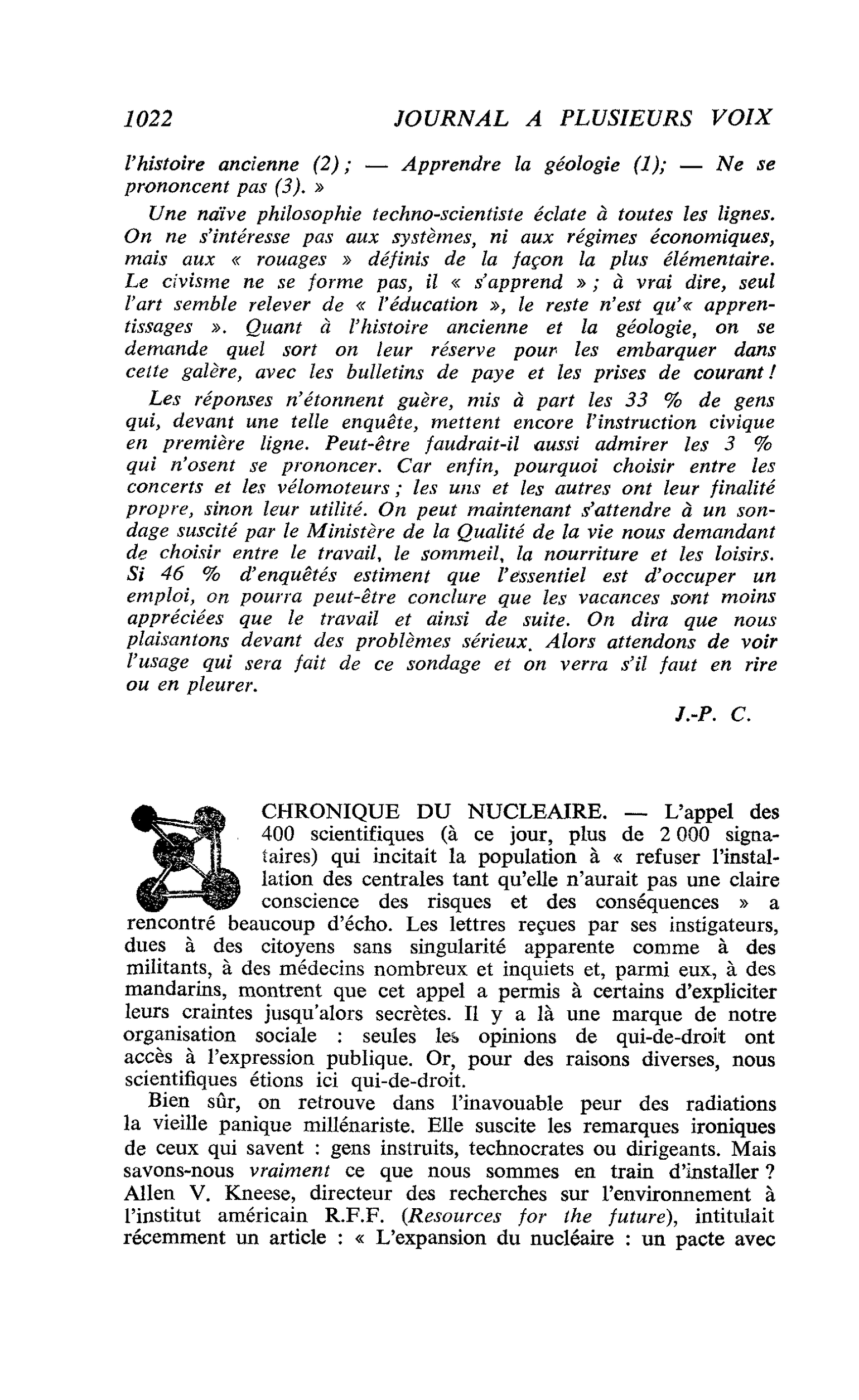 CHRONIQUE DU NUCLEAIRE
