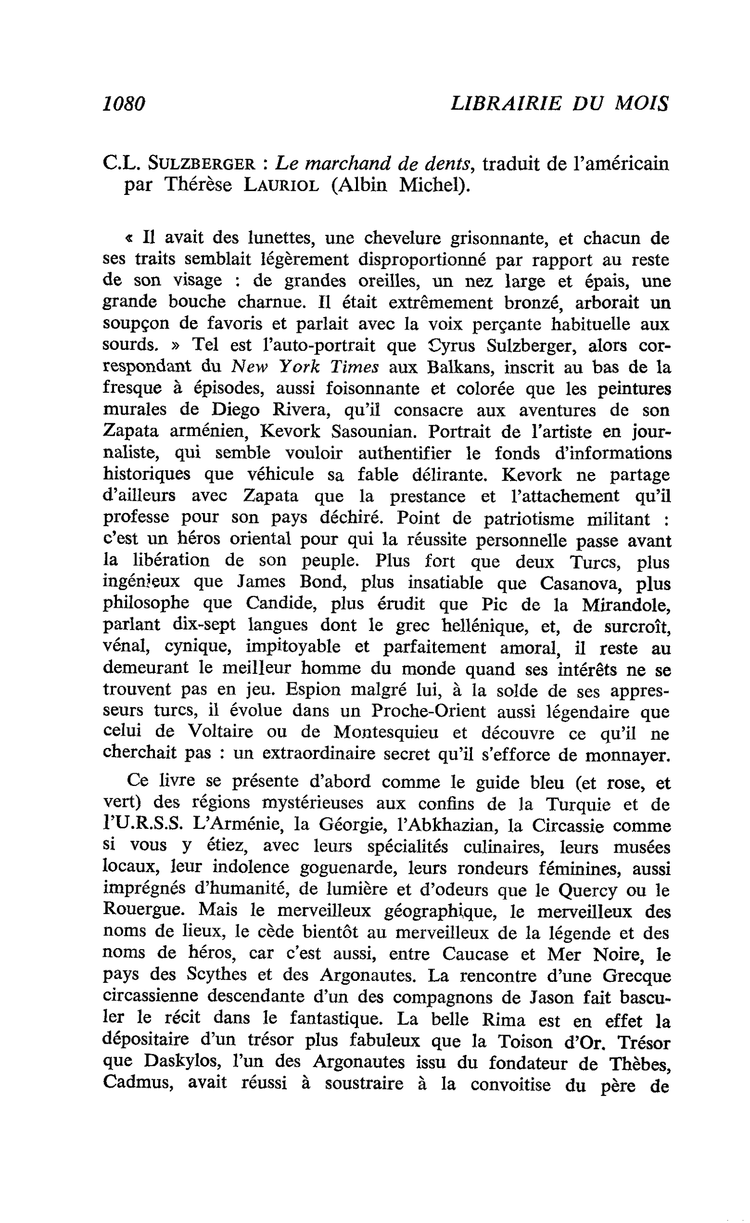 CL. Sulzberger : Le marchand de dents