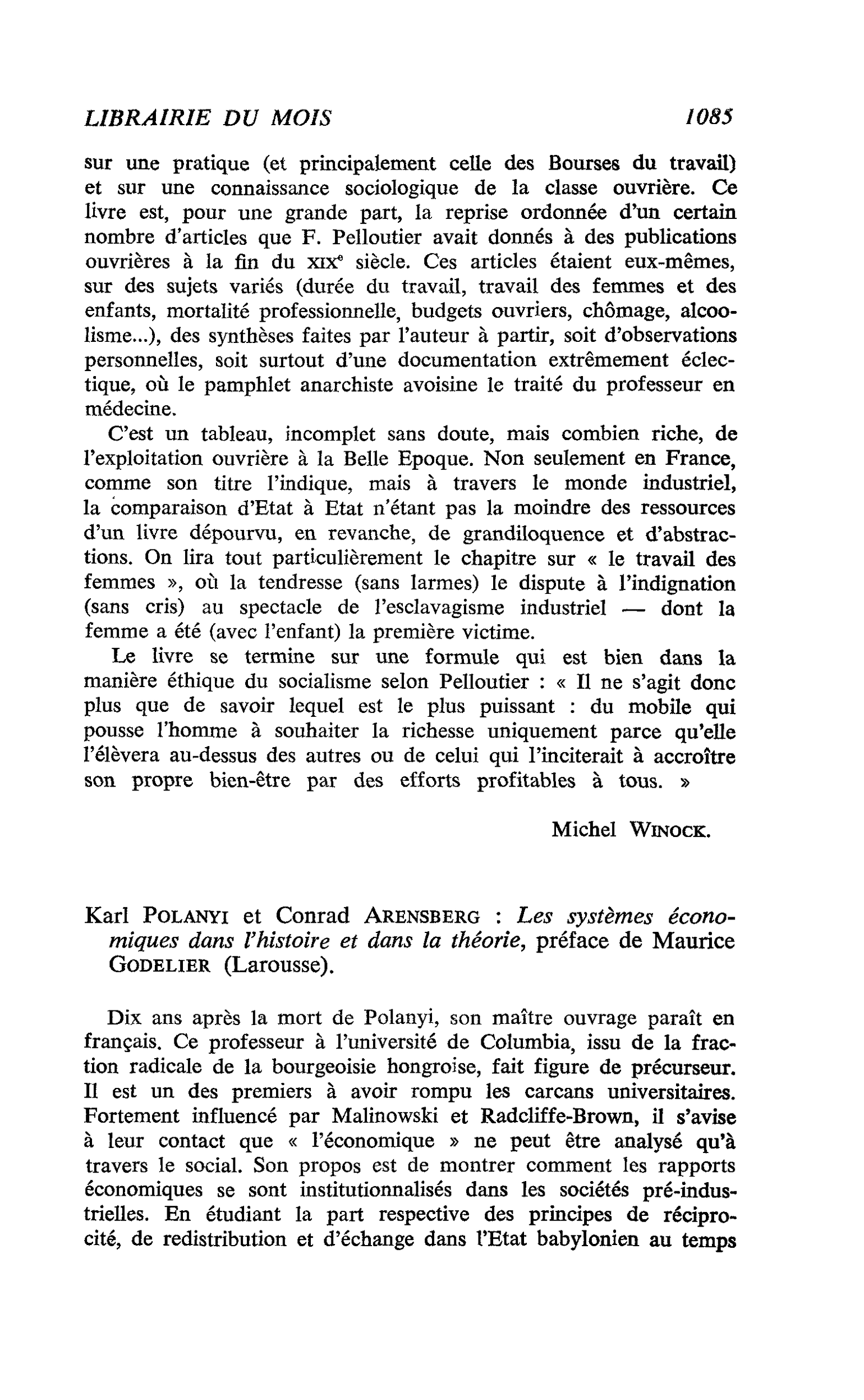 Karl Polanyi et Conrad Arensberg : Les systèmes économiques dans l’histoire et dans la théorie