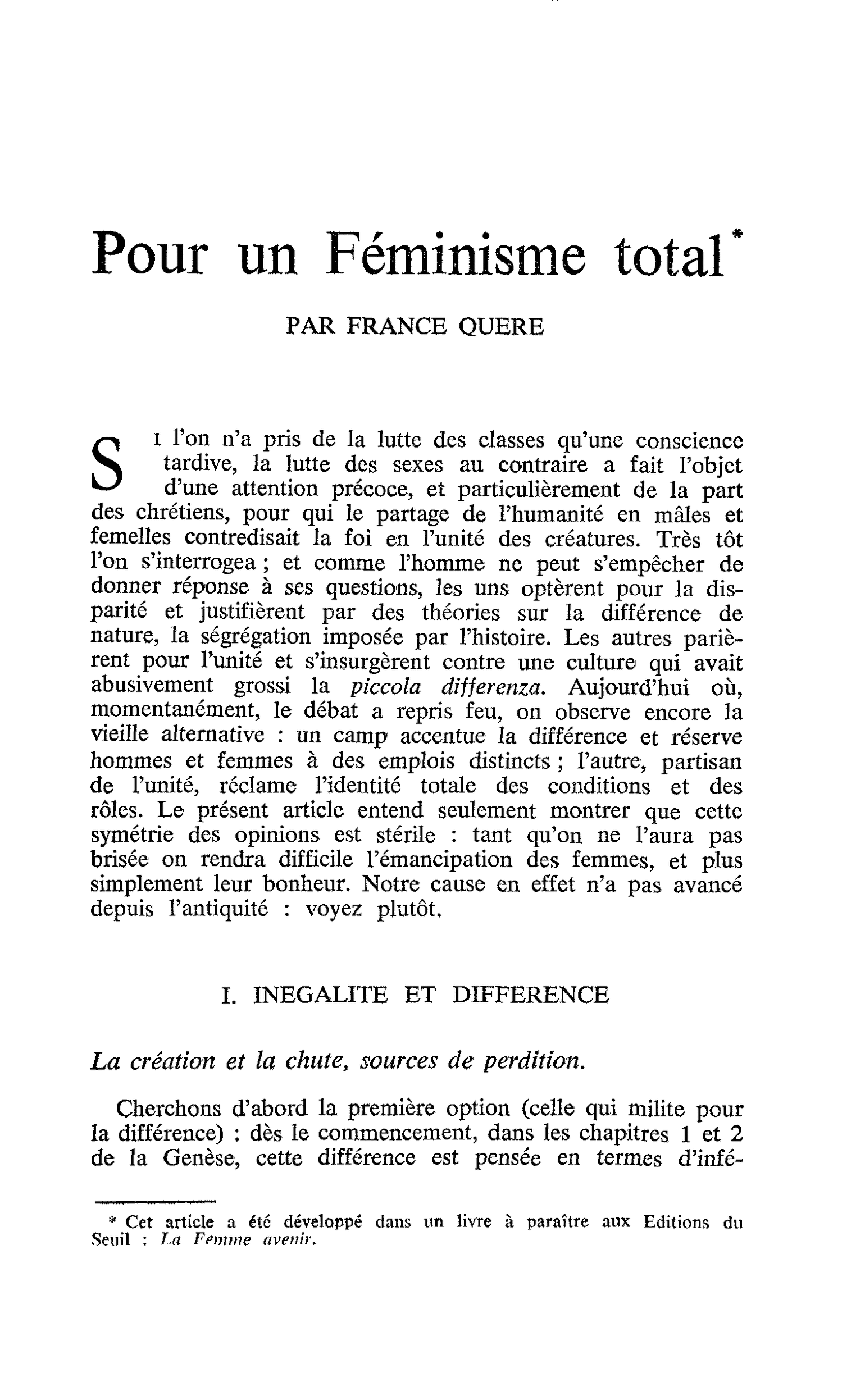 Pour un Féminisme total