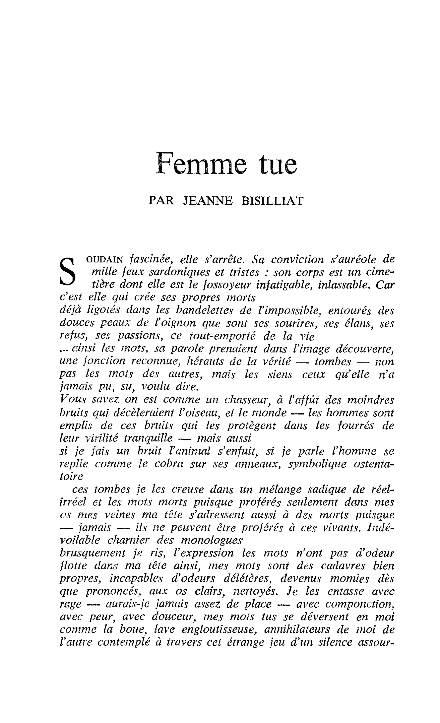 Femme tue