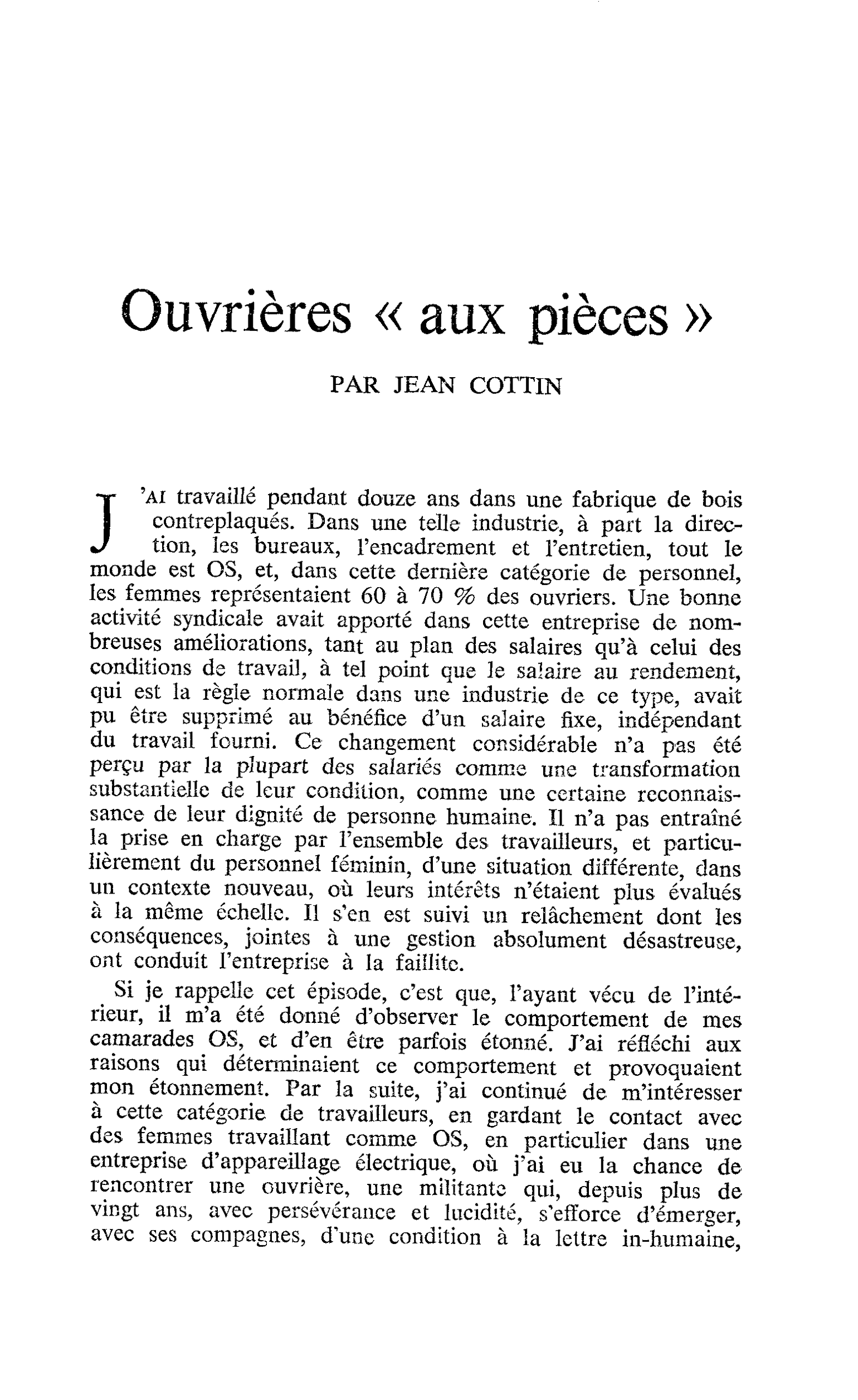 Ouvrières « aux pièces »