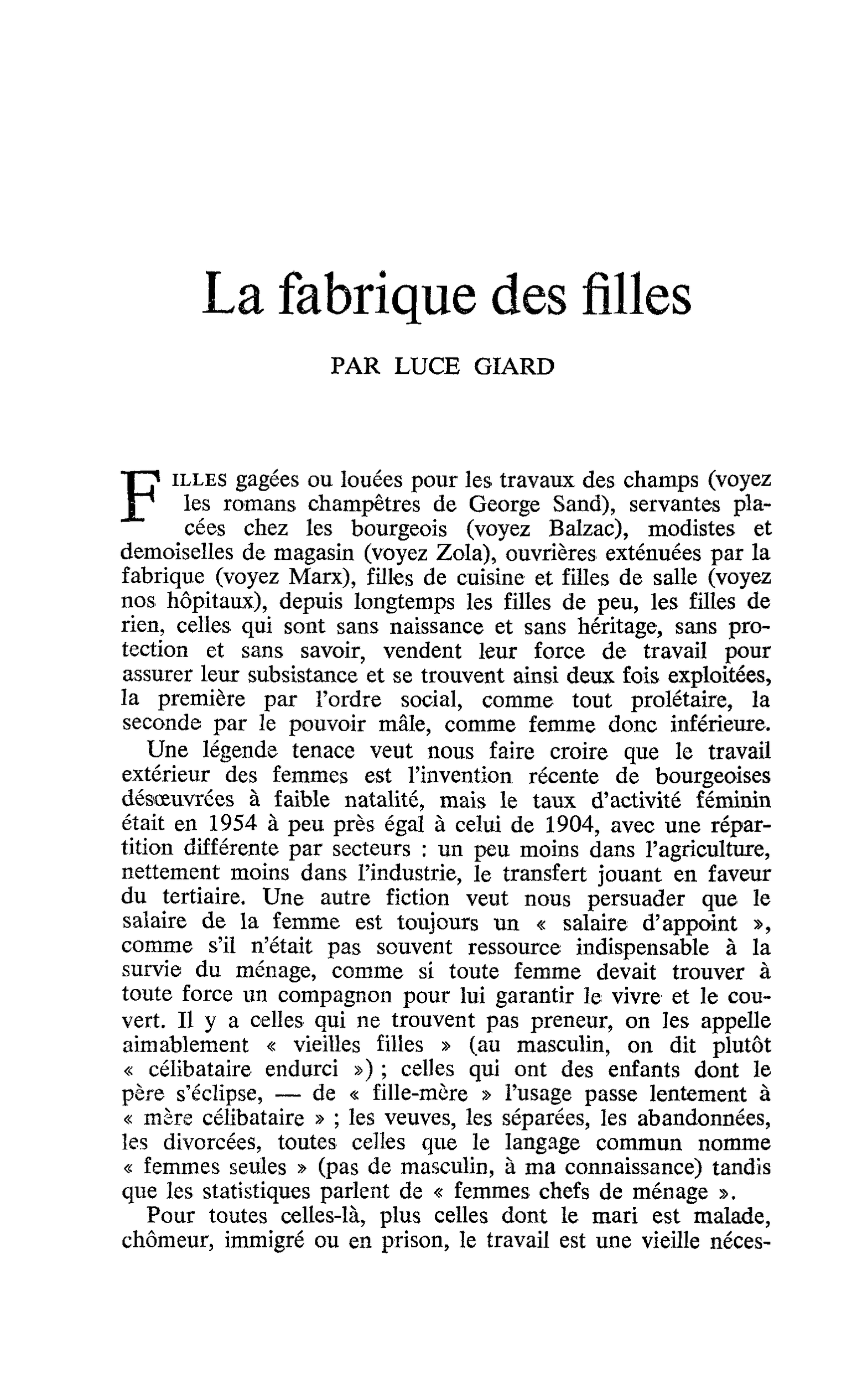 La fabrique des filles