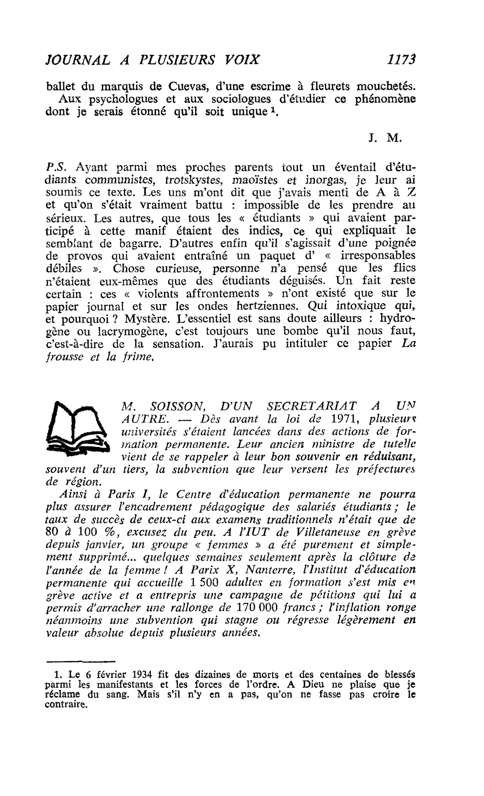 M. SOISSON, D’UN SECRETARIAT A UN AUTRE