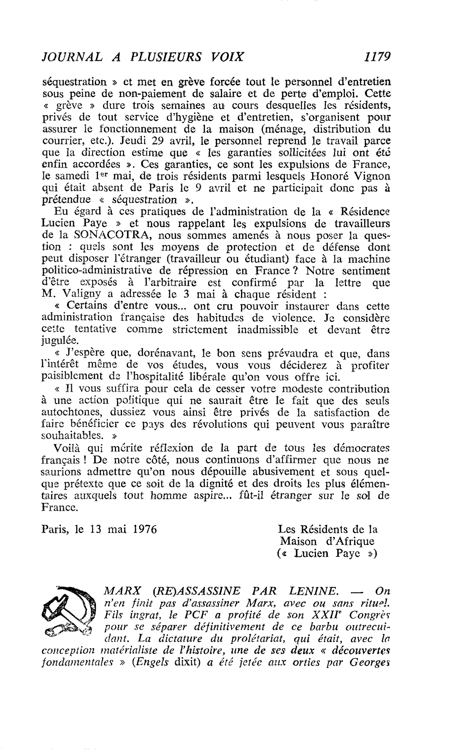 MARX (RE)ASSASSINE PAR LENINE