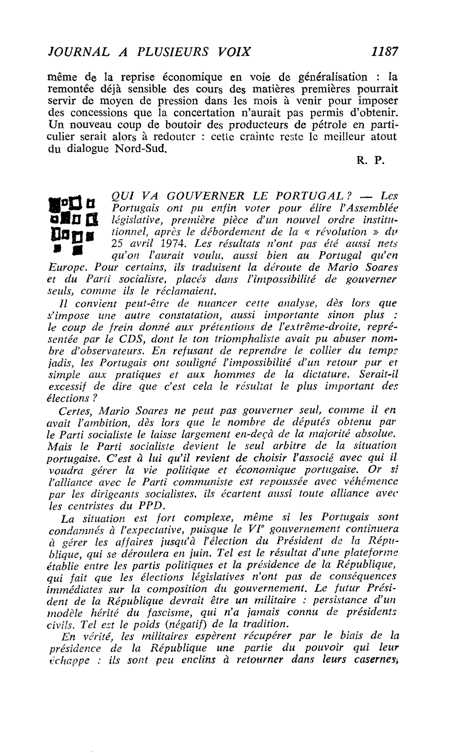 QUI VA GOUVERNER LE PORTUGAL ?