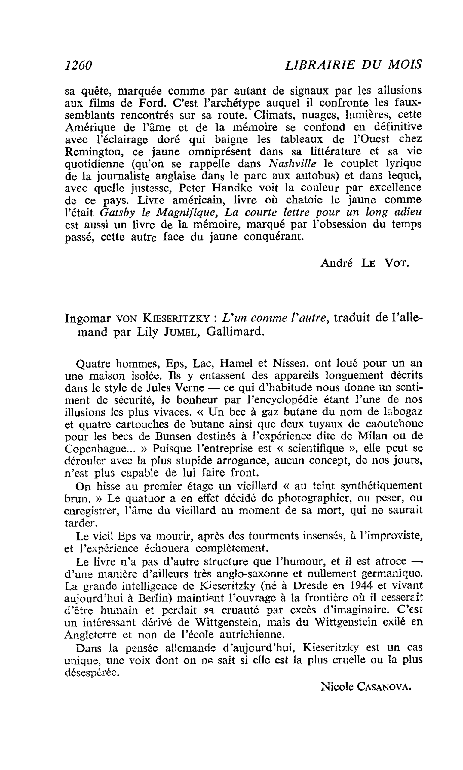 Ingomar von Kieseritzky : L’un comme Vautre