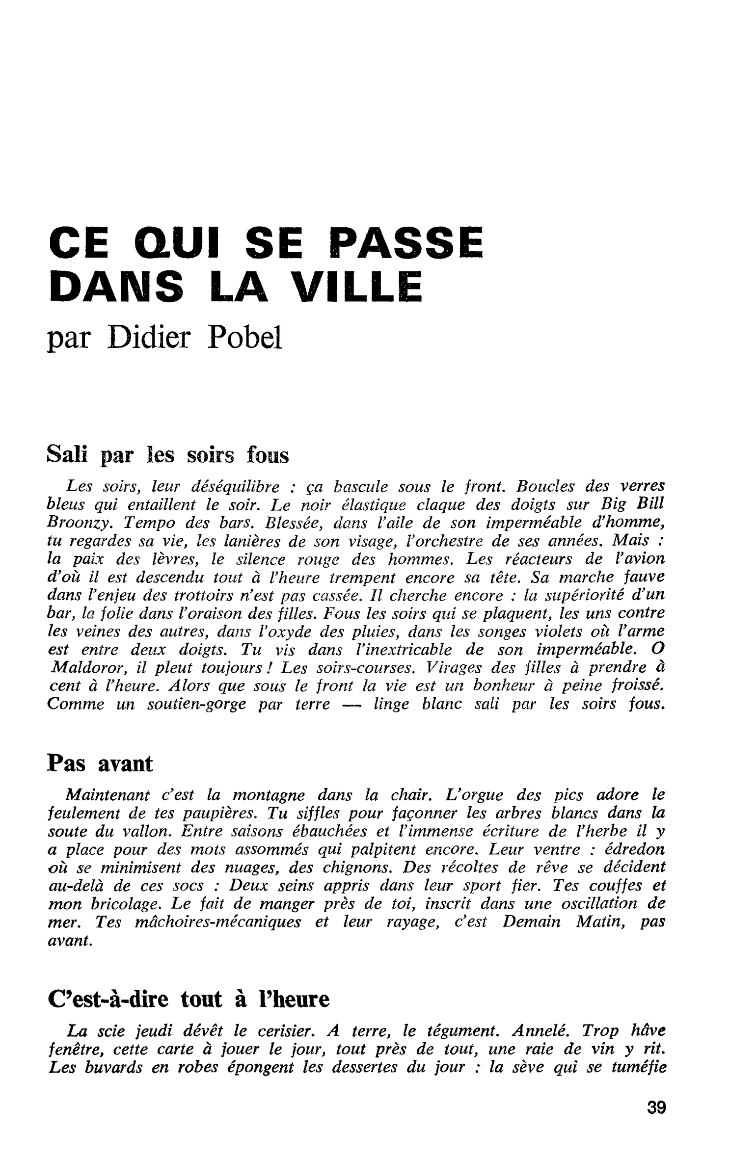 CE QUI SE PASSE DANS LA VILLE