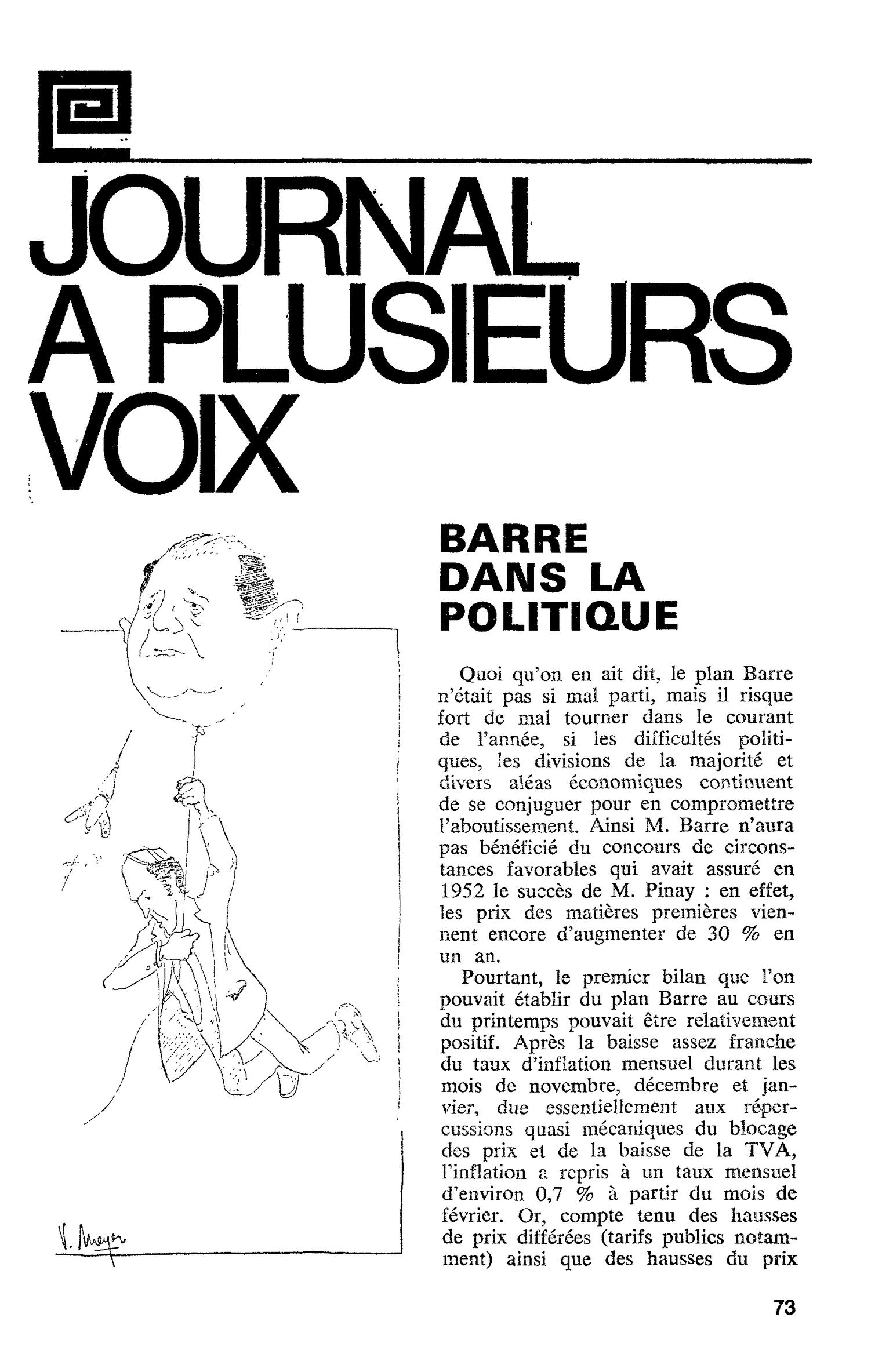 BARRE DANS LA POLITIQUE