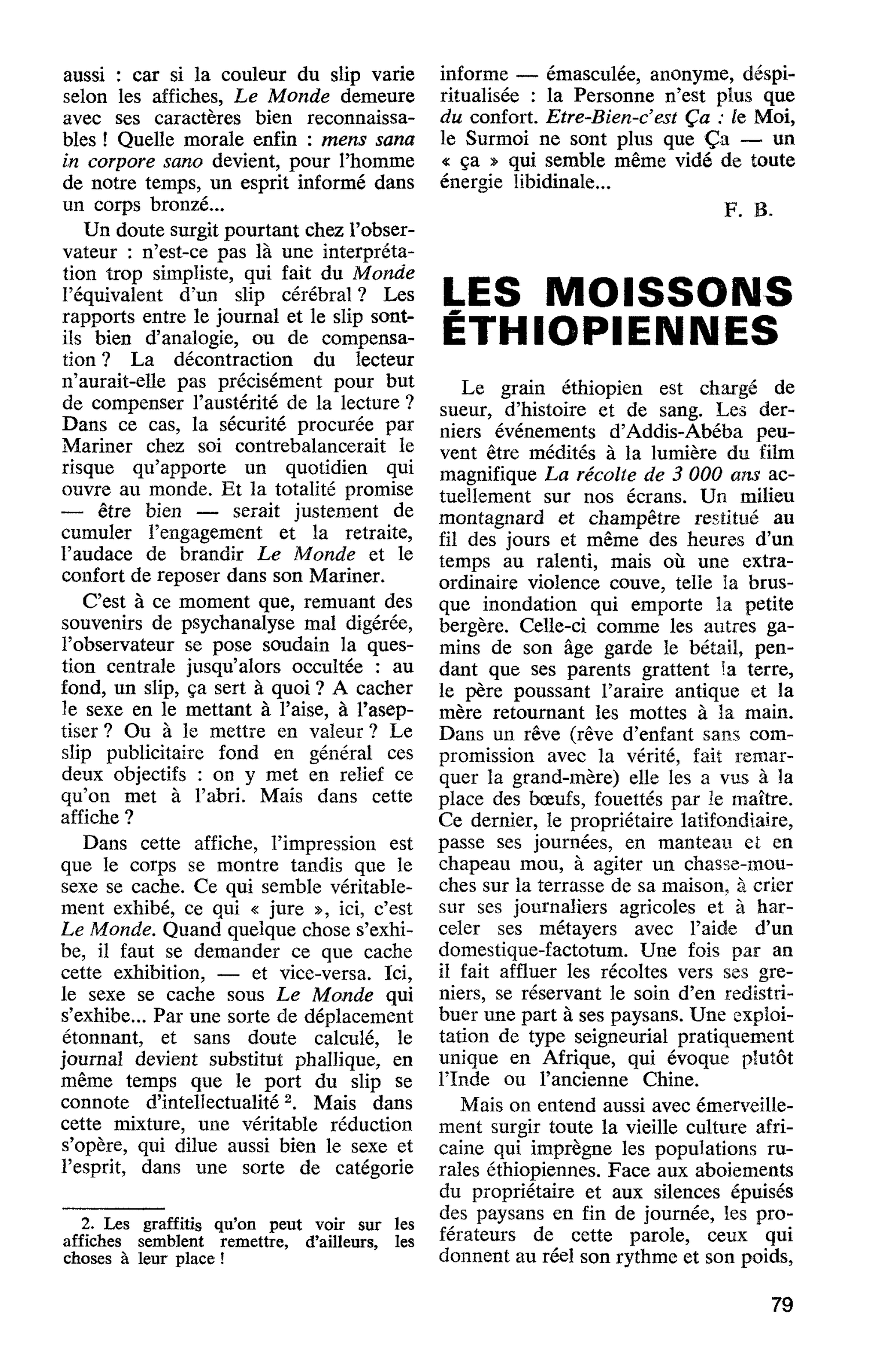 LES MOISSONS ÉTHIOPIENNES