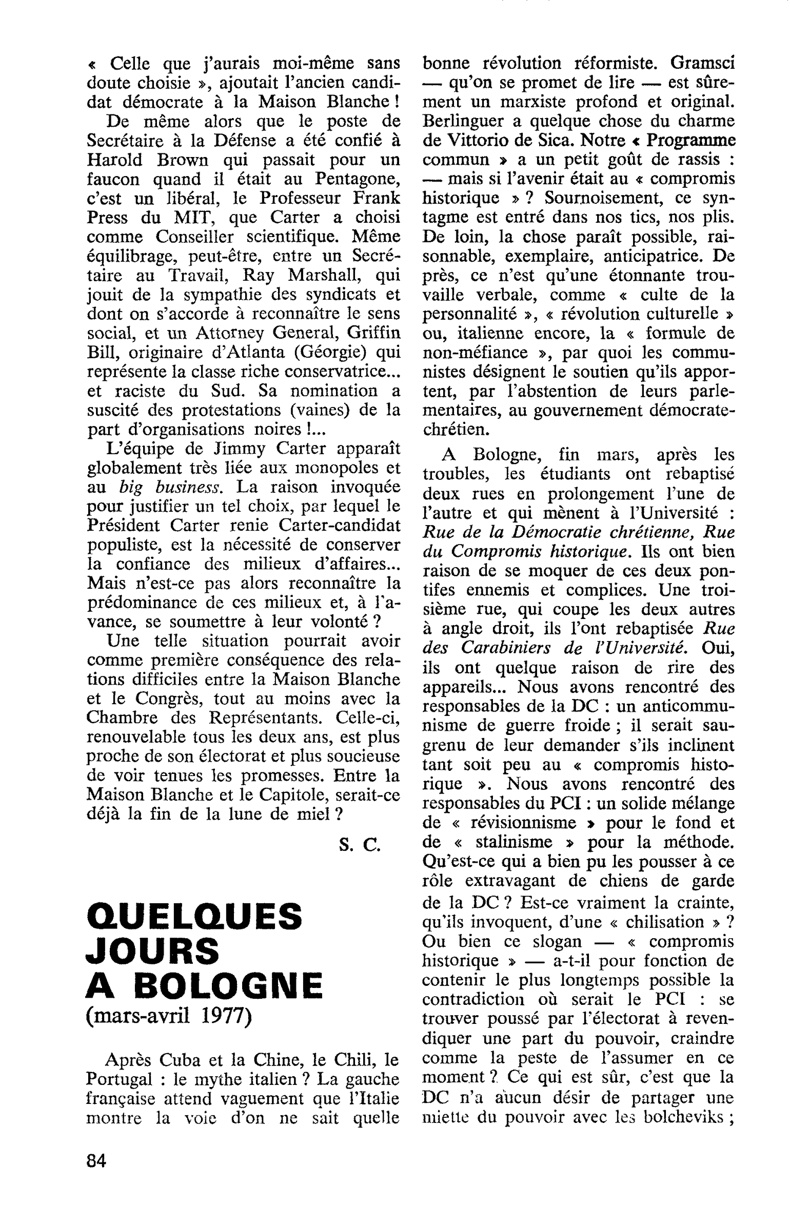 QUELQUES JOURS A BOLOGNE (mars-avril 1977)