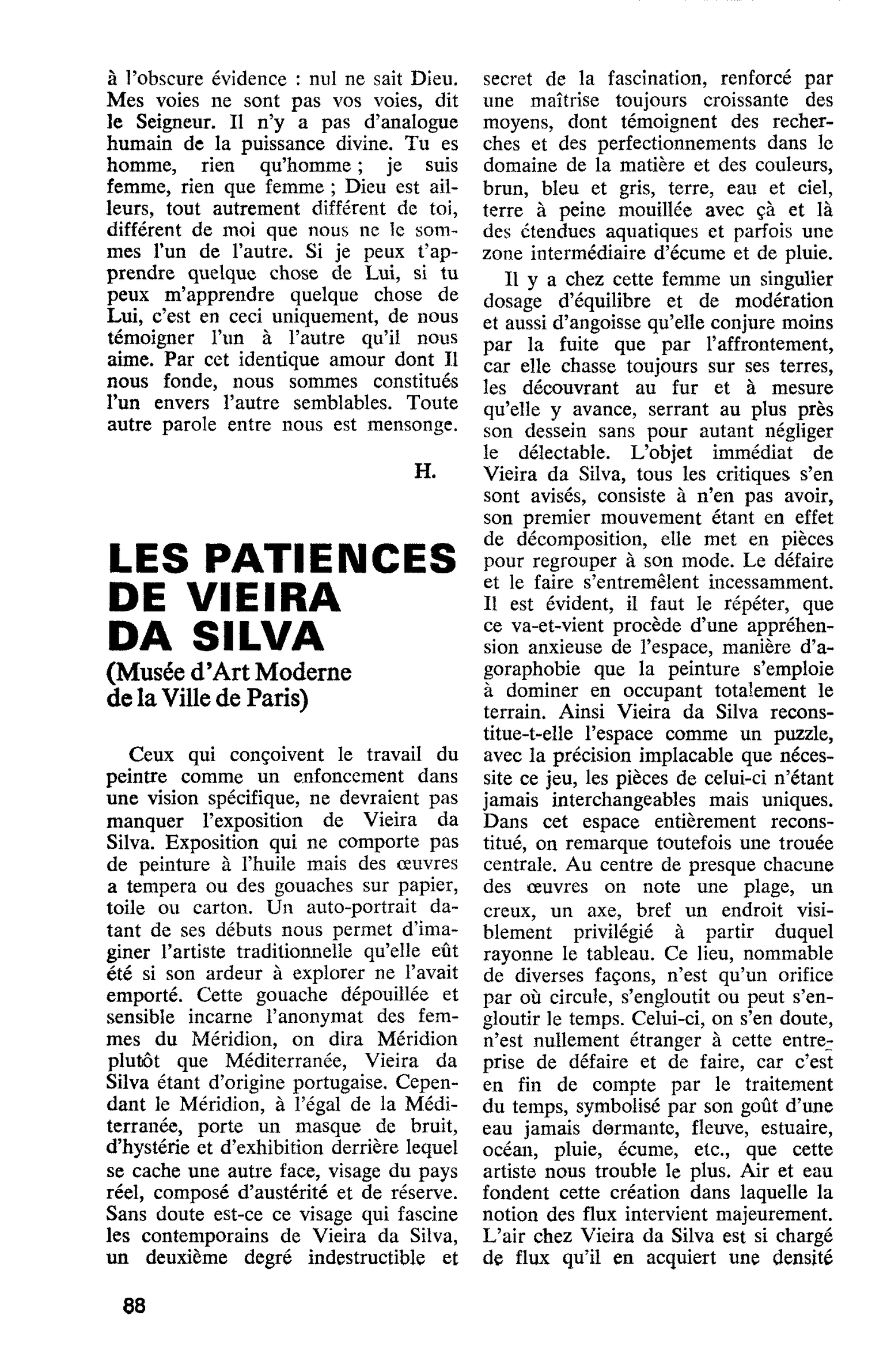 LES PATIENCES DE VIEIRA DA SILVA. (Musée d’Art Moderne de la Ville de Paris)