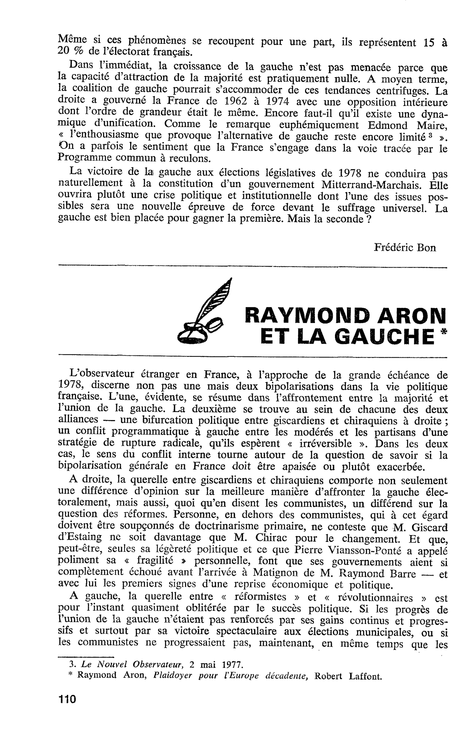 RAYMOND ARON ET LA GAUCHE