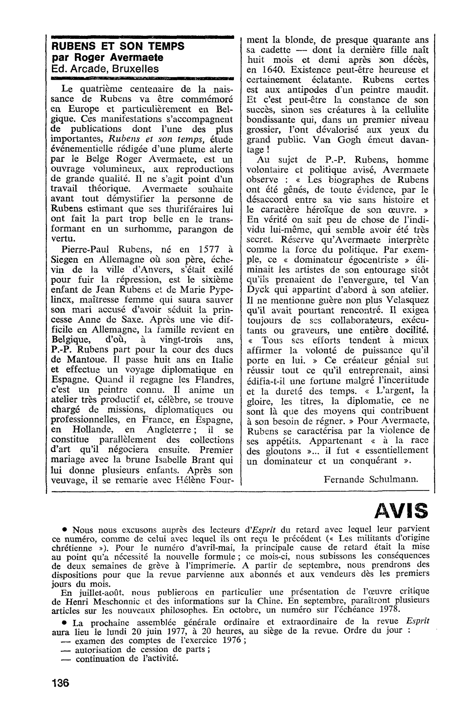 RUBENS ET SON TEMPS par Roger Avermaete