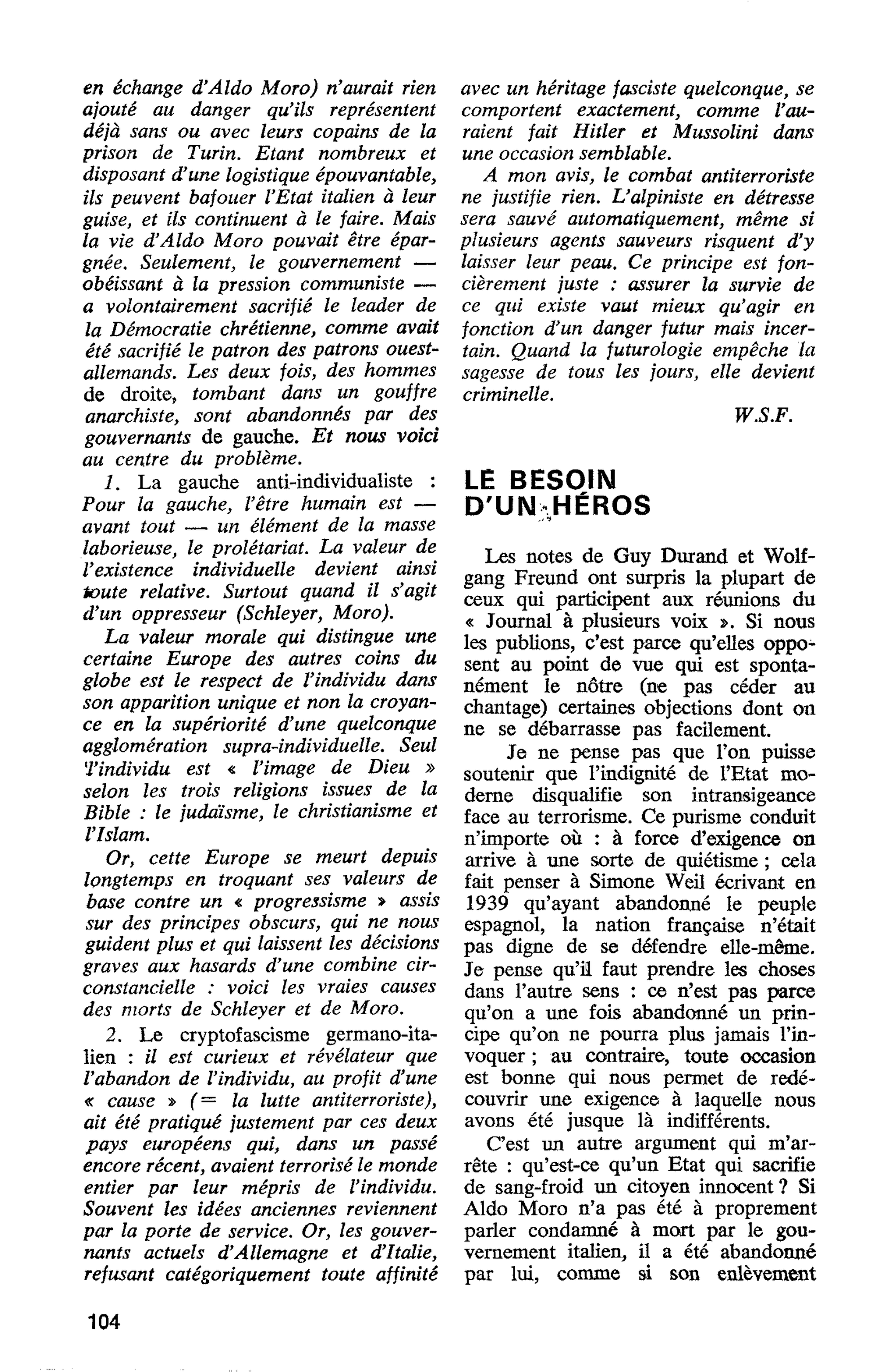 LE BESOIN D’UN HÉROS