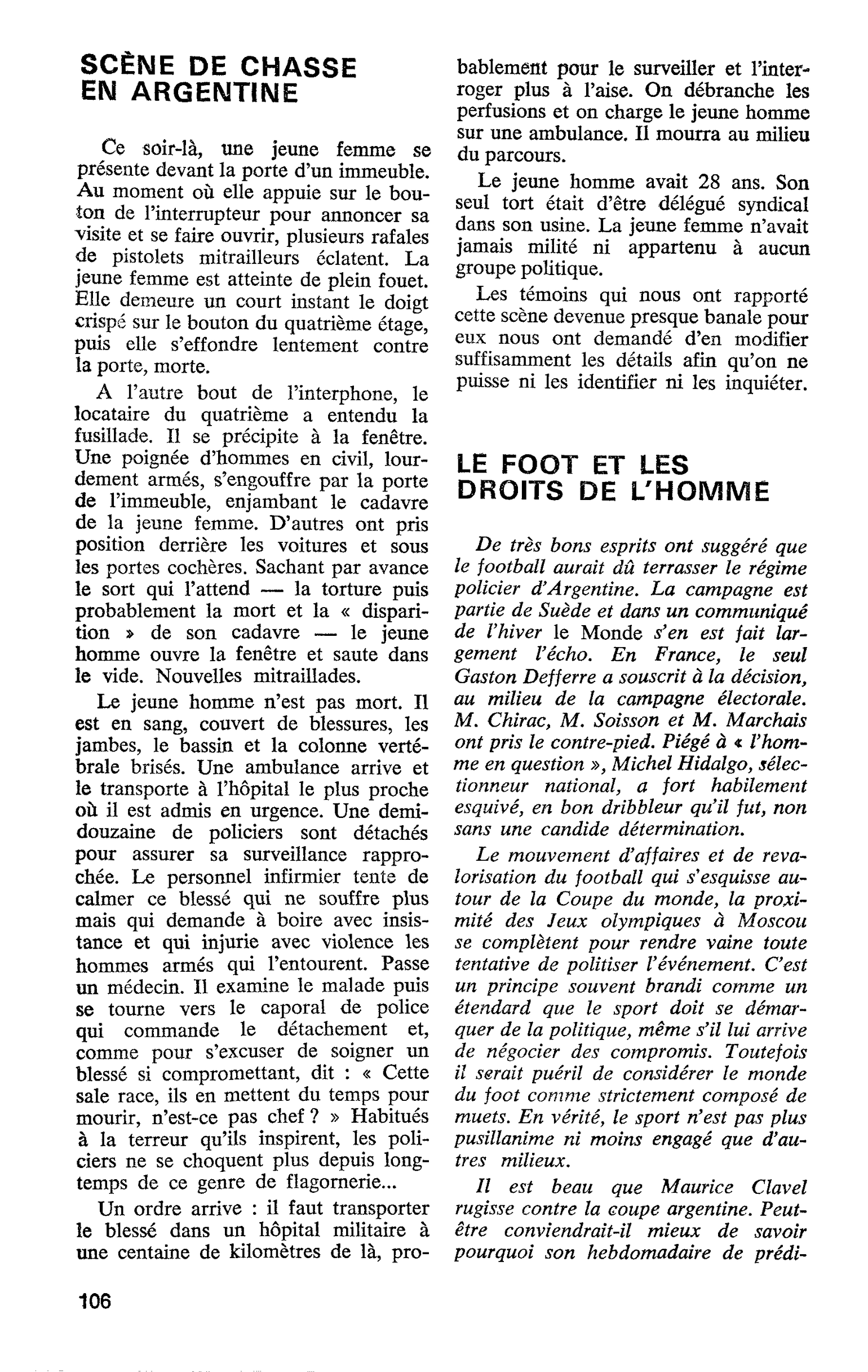 LE FOOT ET LES DROITS DE L’HOMME