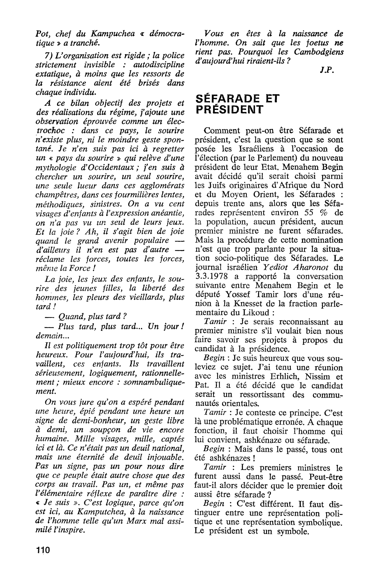 SÉFARADE ET PRÉSIDENT