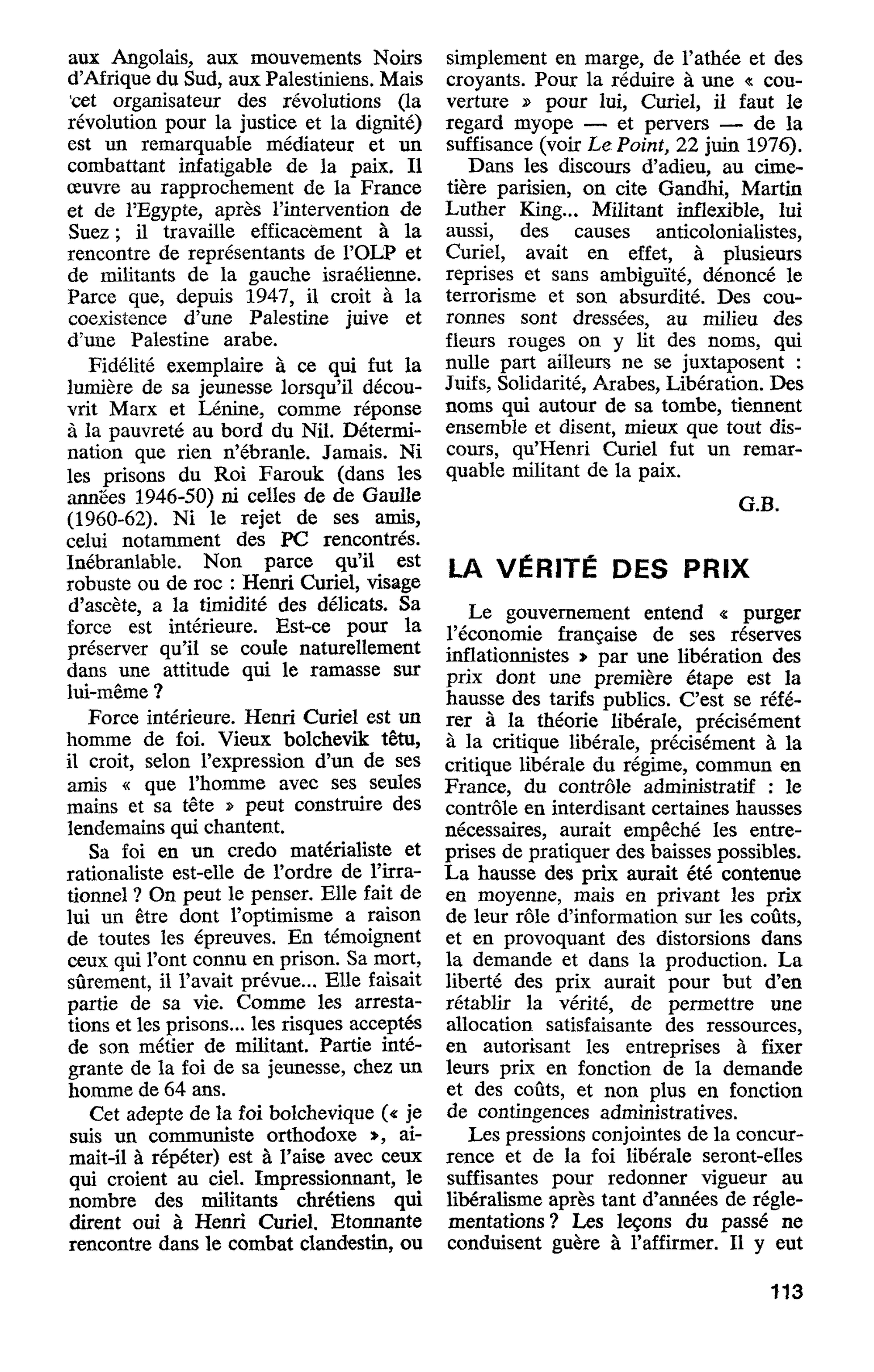 LA VÉRITÉ DES PRIX