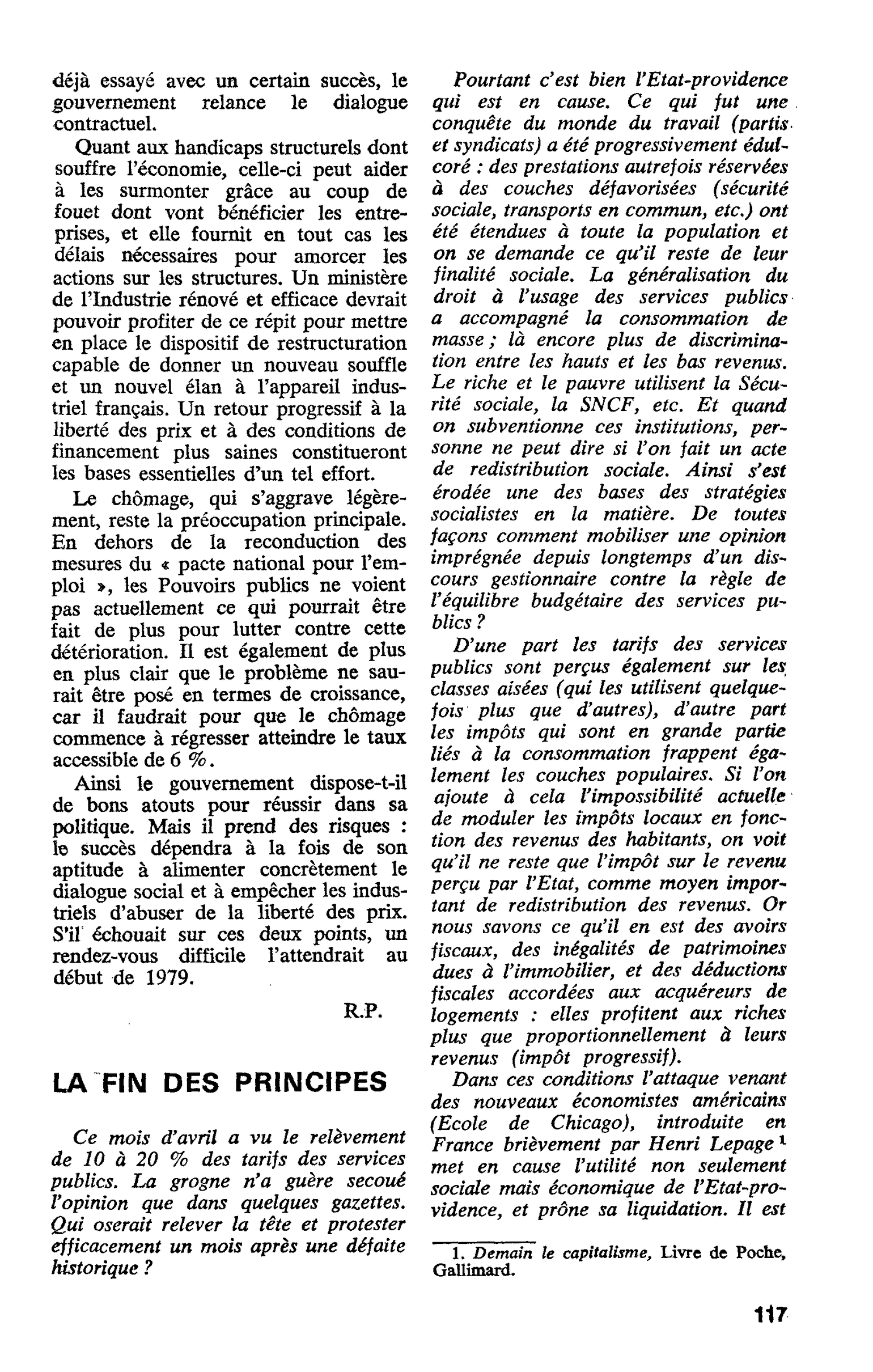 LA FIN DES PRINCIPES