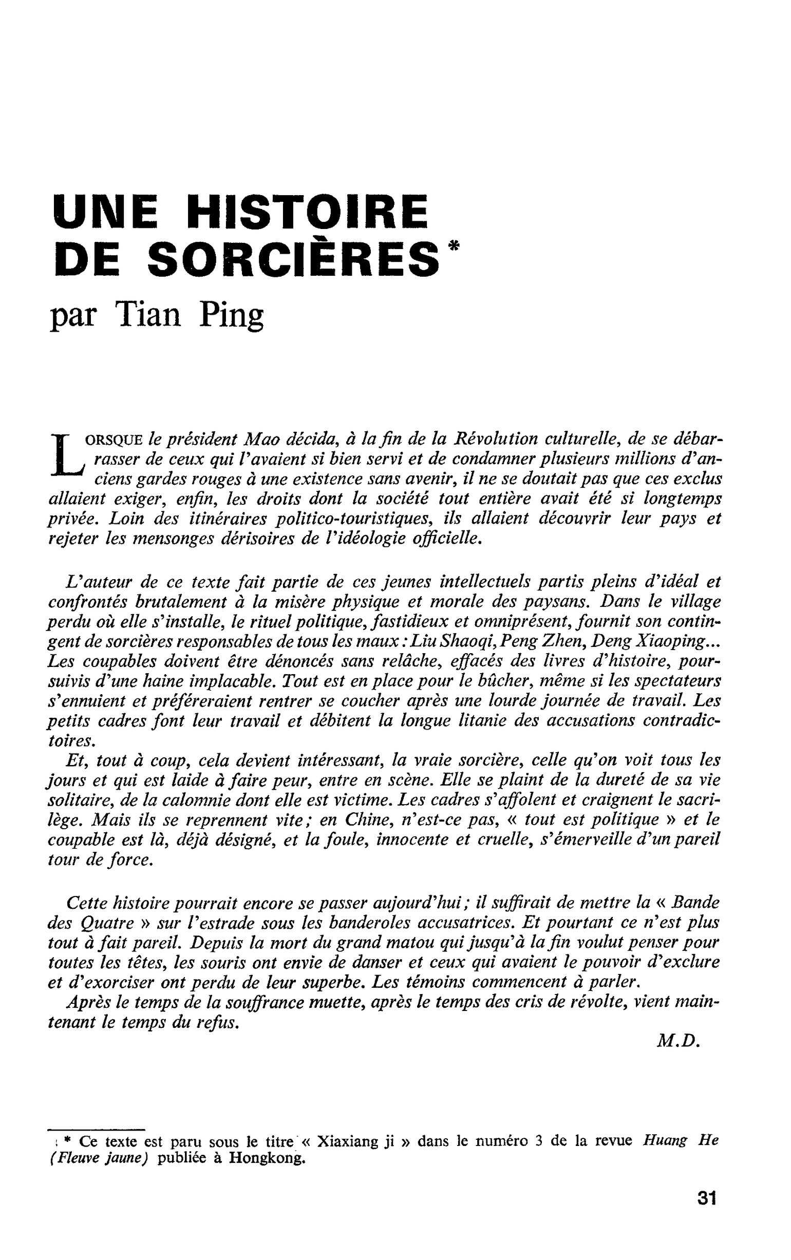 UNE HISTOIRE DE SORCIÈRES
