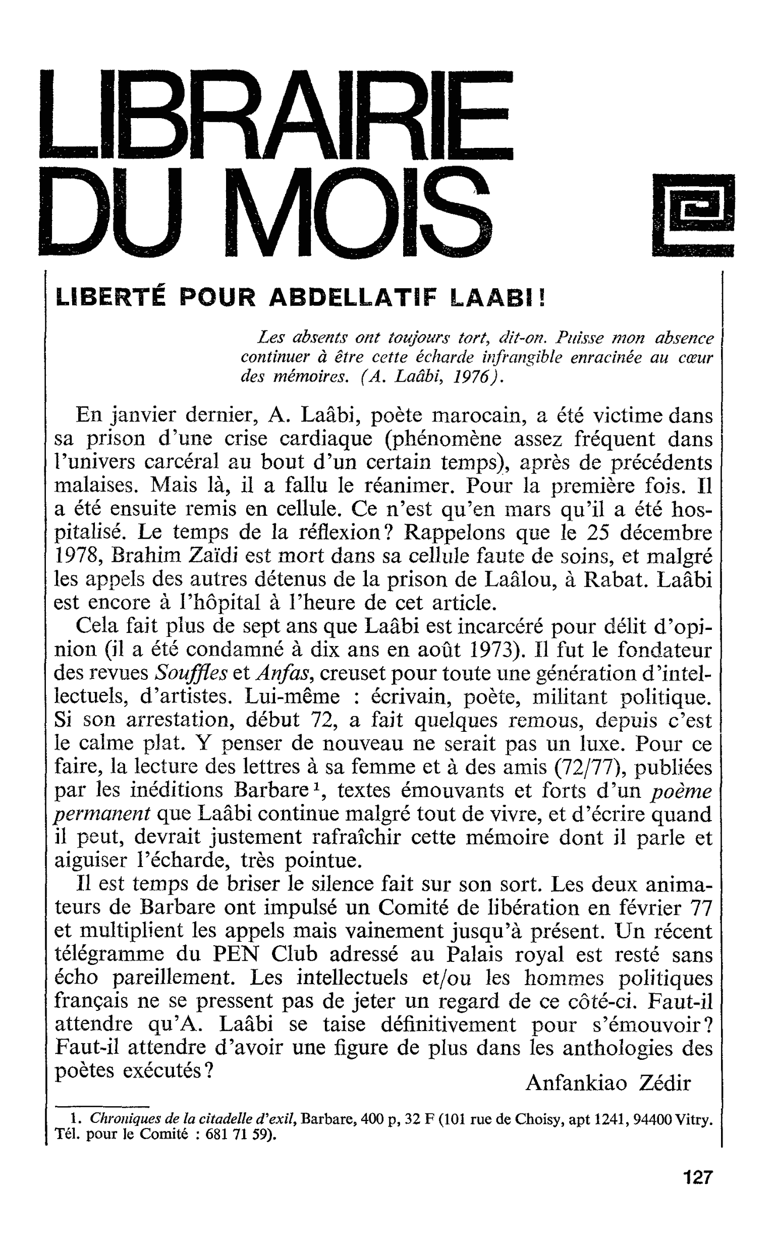 LIBERTÉ POUR ABDELLATIF LAABÏ !