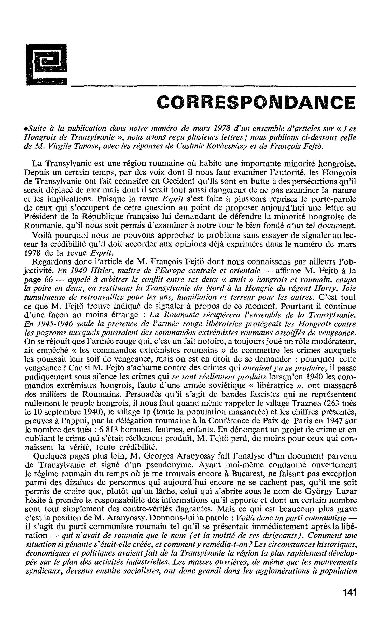 Correspondance