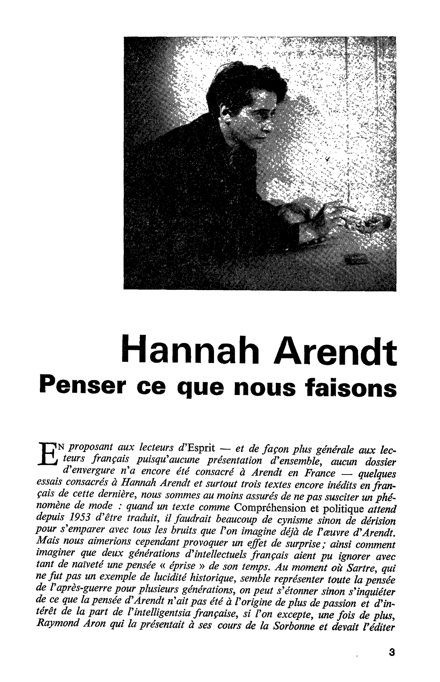 Penser ce que nous faisons