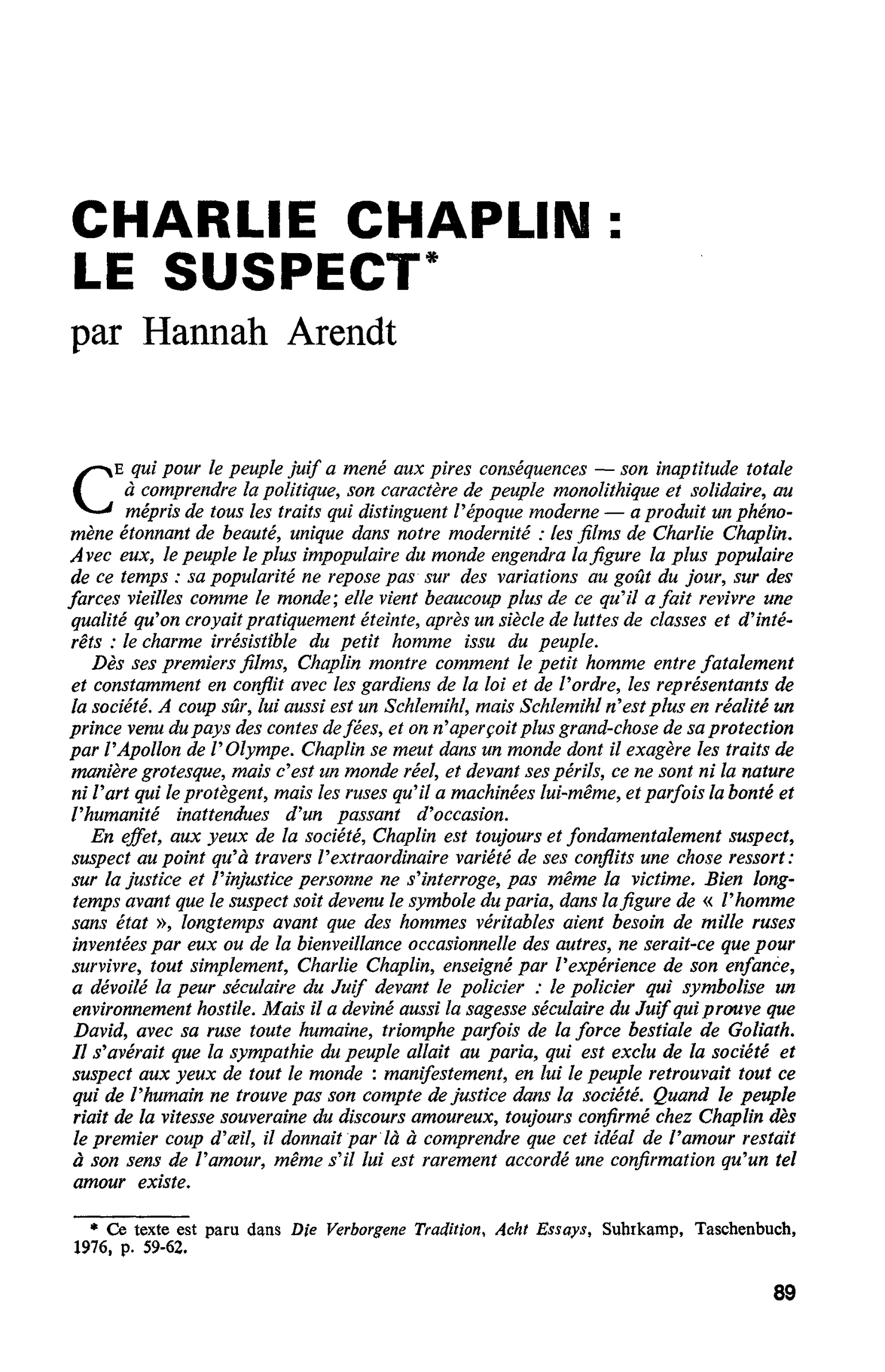 Charlie Chaplin : le suspect