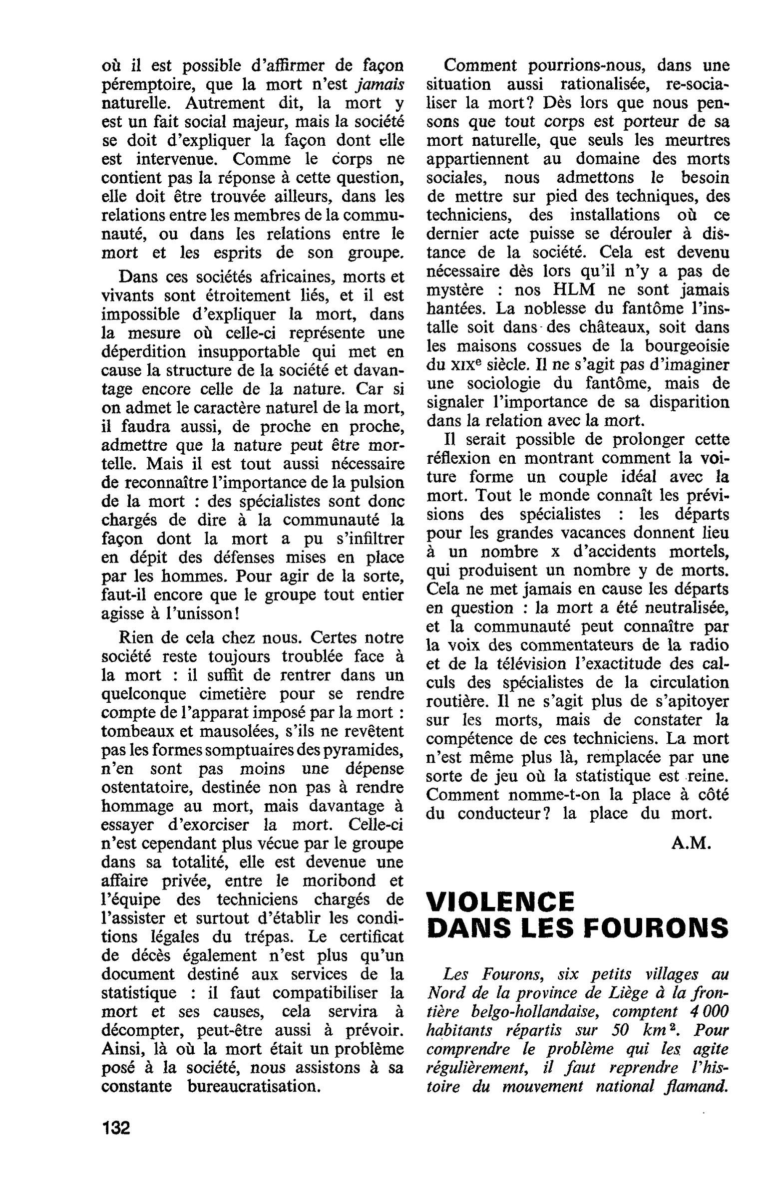 VIOLENCE DANS LES FOURONS