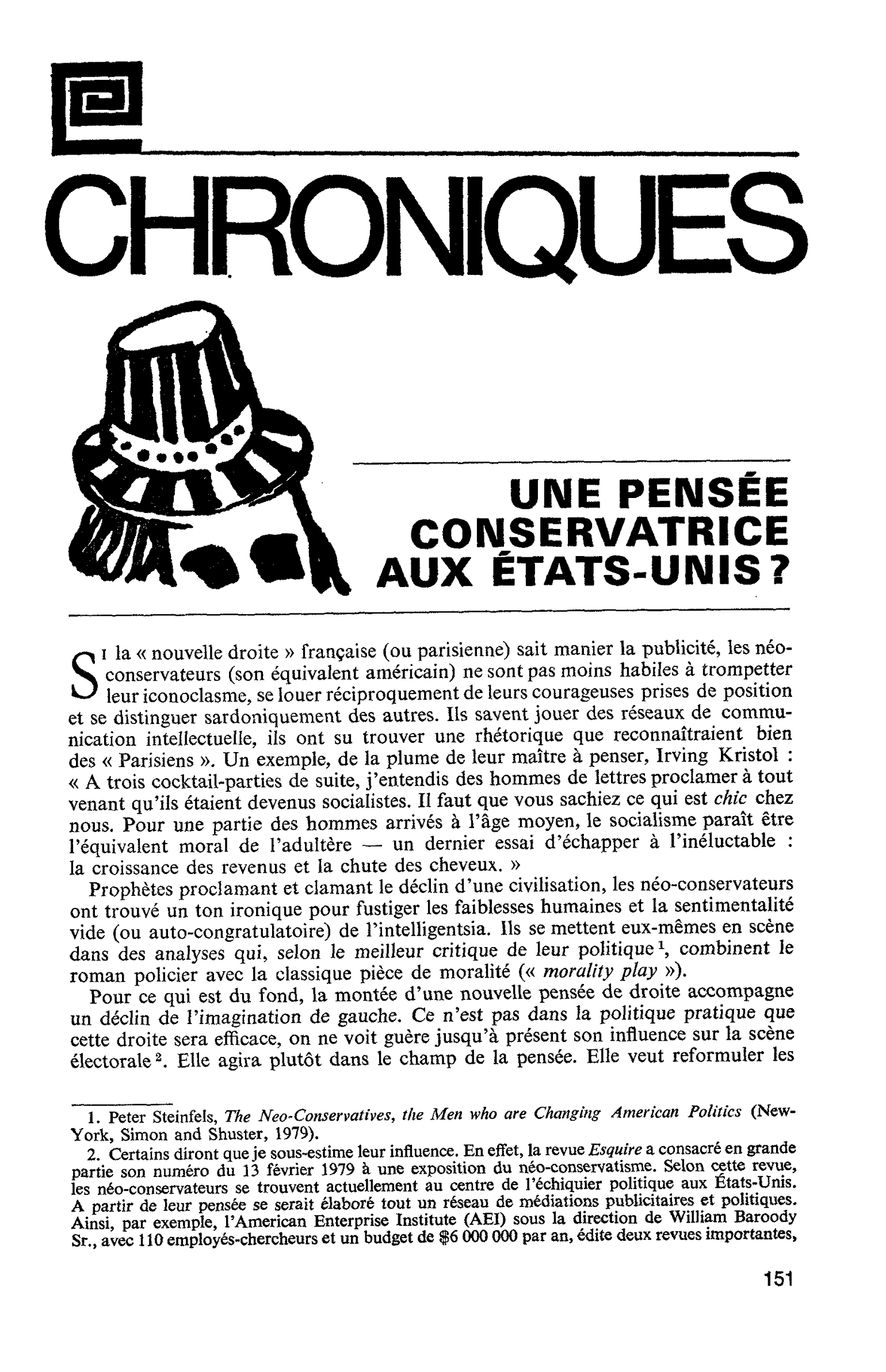UNE PENSÉE CONSERVATRICE AUX ÉTATS-UNIS ?