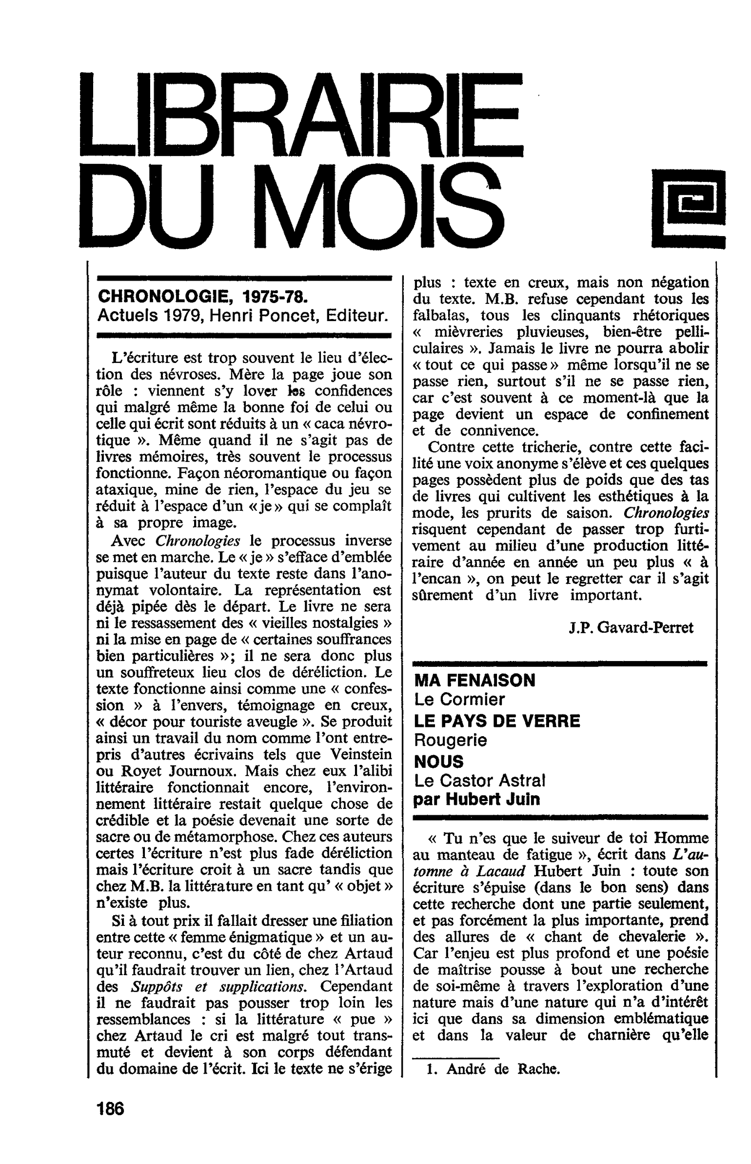 CHRONOLOGIE, 1975-78