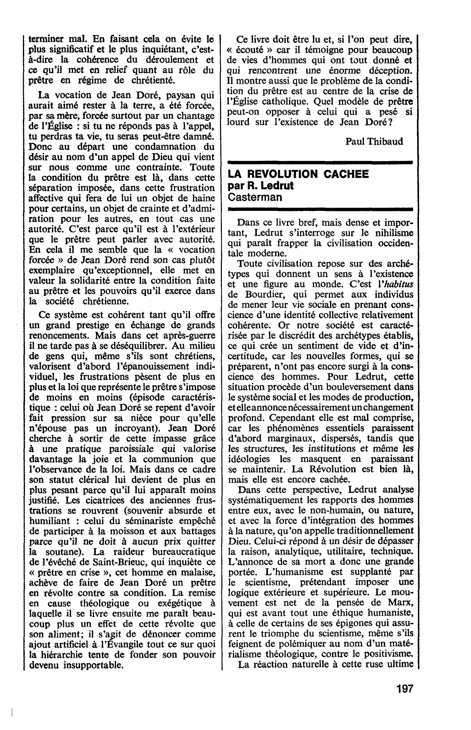 LA REVOLUTION CACHEE par R. Ledrut