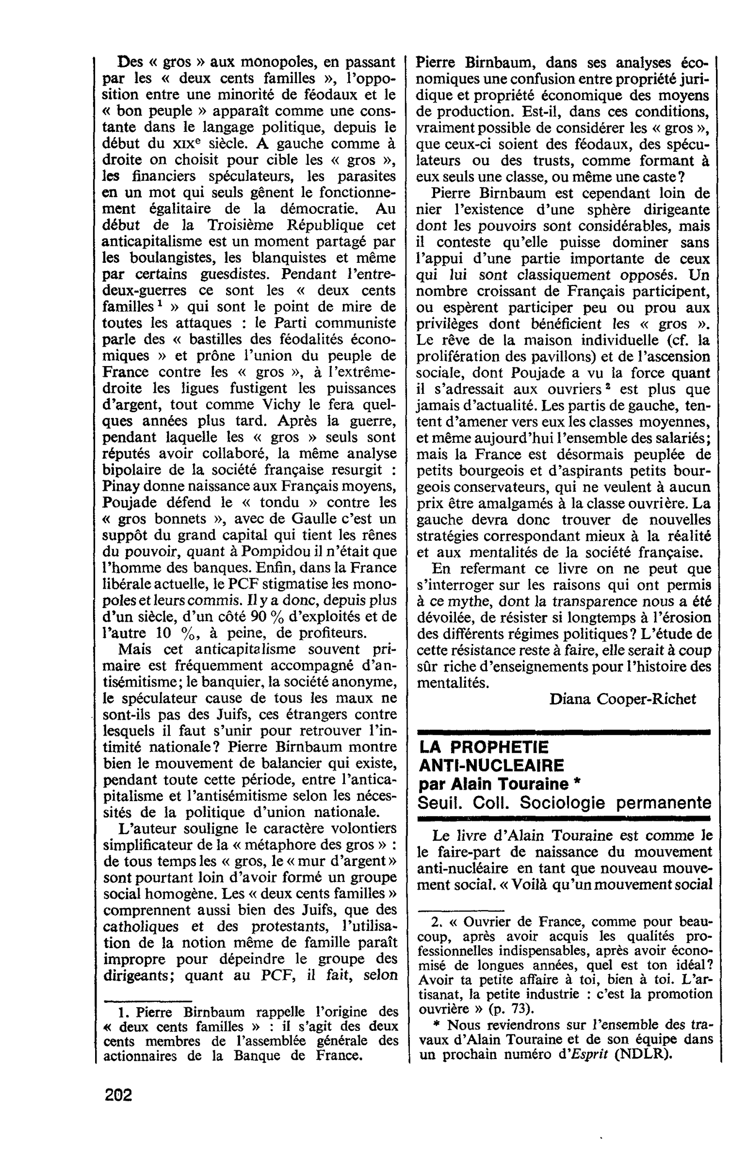 LA PROPHETIE ANTI-NUCLEAIRE par Alain Touraine