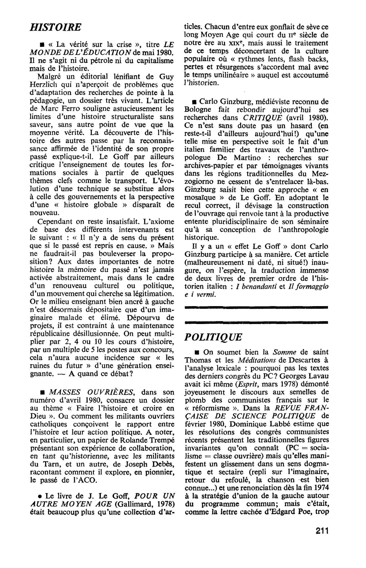 HISTOIRE : POUR UN AUTRE MOYEN AGE
