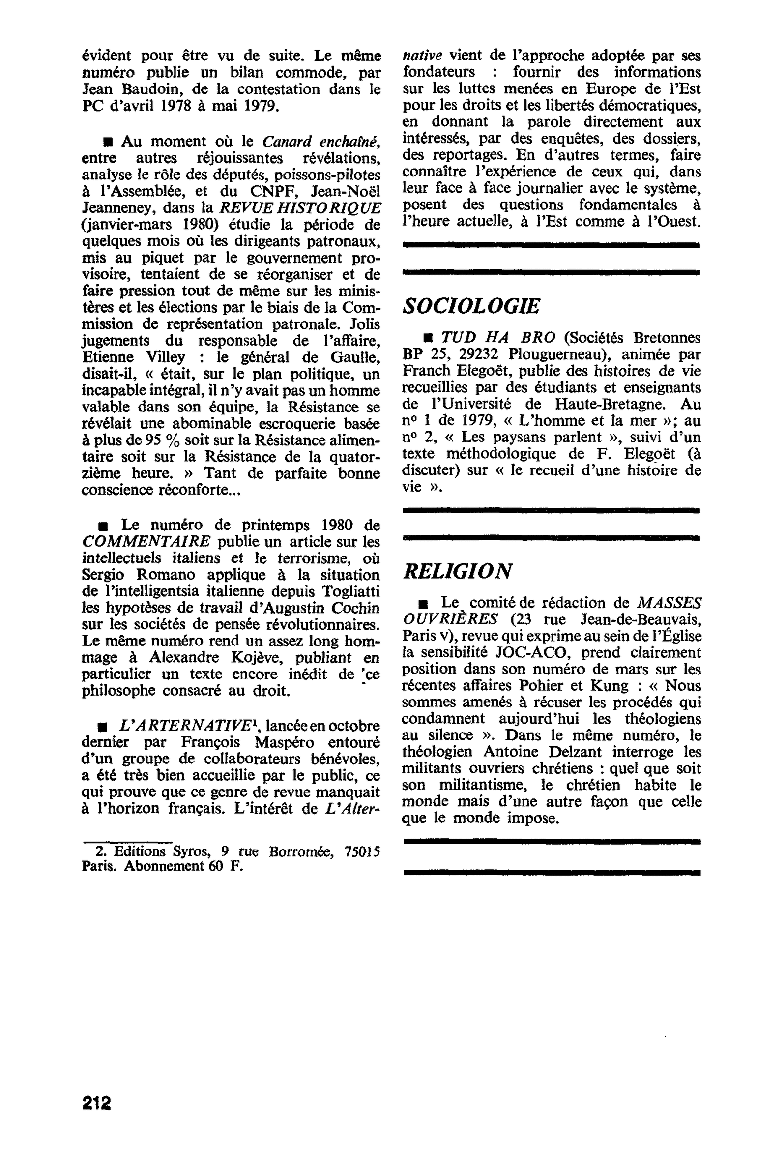POLITIQUE : REVUE HISTORIQUE