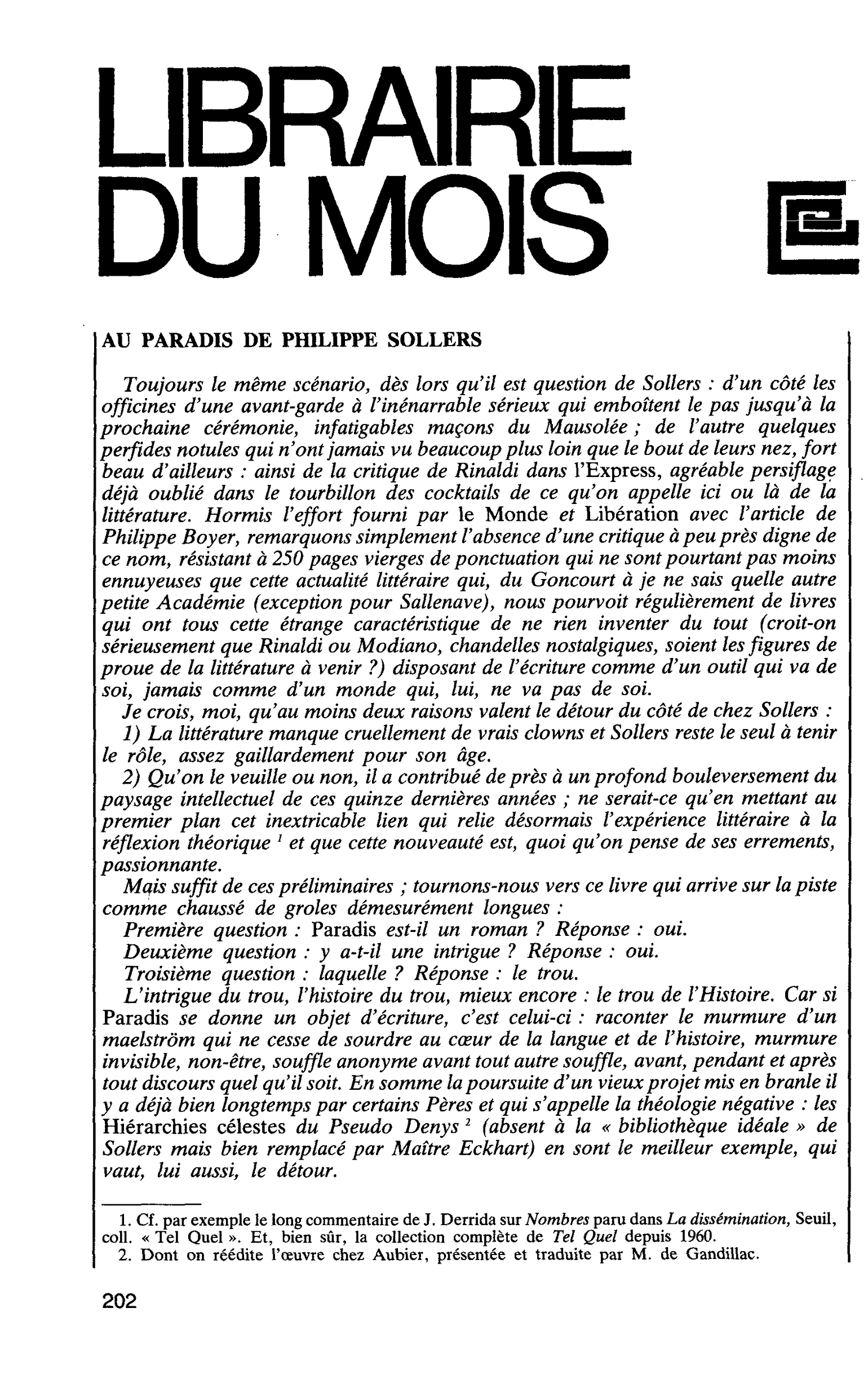 AU PARADIS DE PHILIPPE SOLLERS