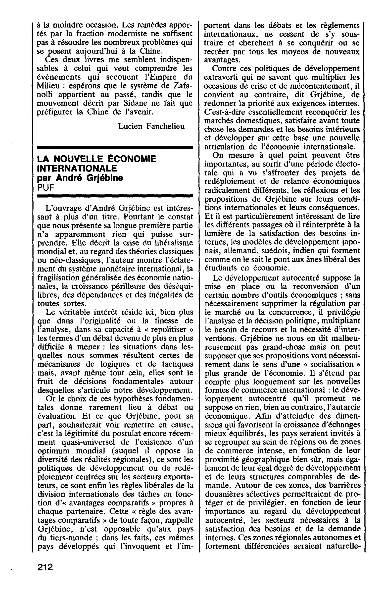 LA NOUVELLE ÉCONOMIE INTERNATIONALE par André Grjébine