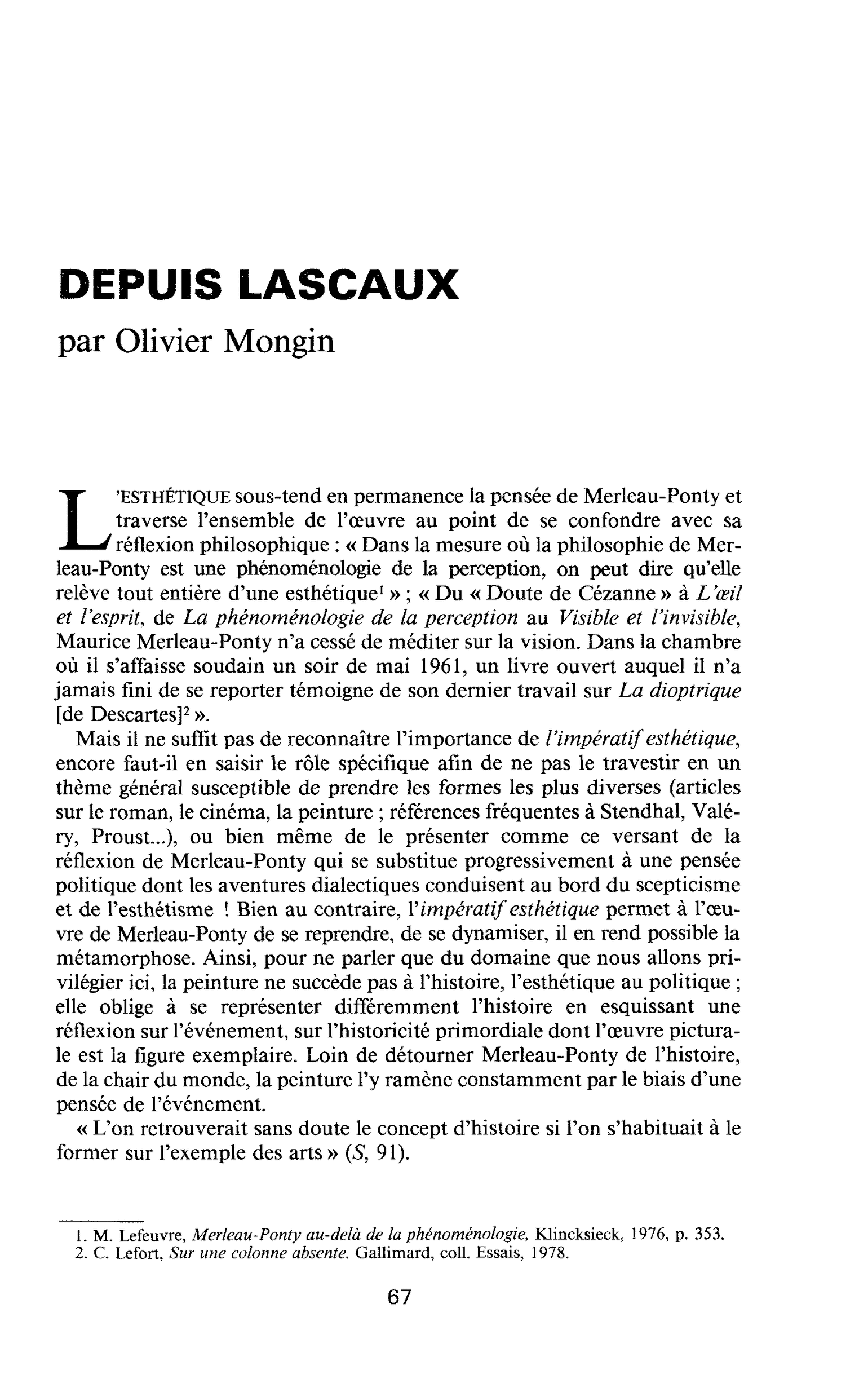 DEPUIS LASCAUX