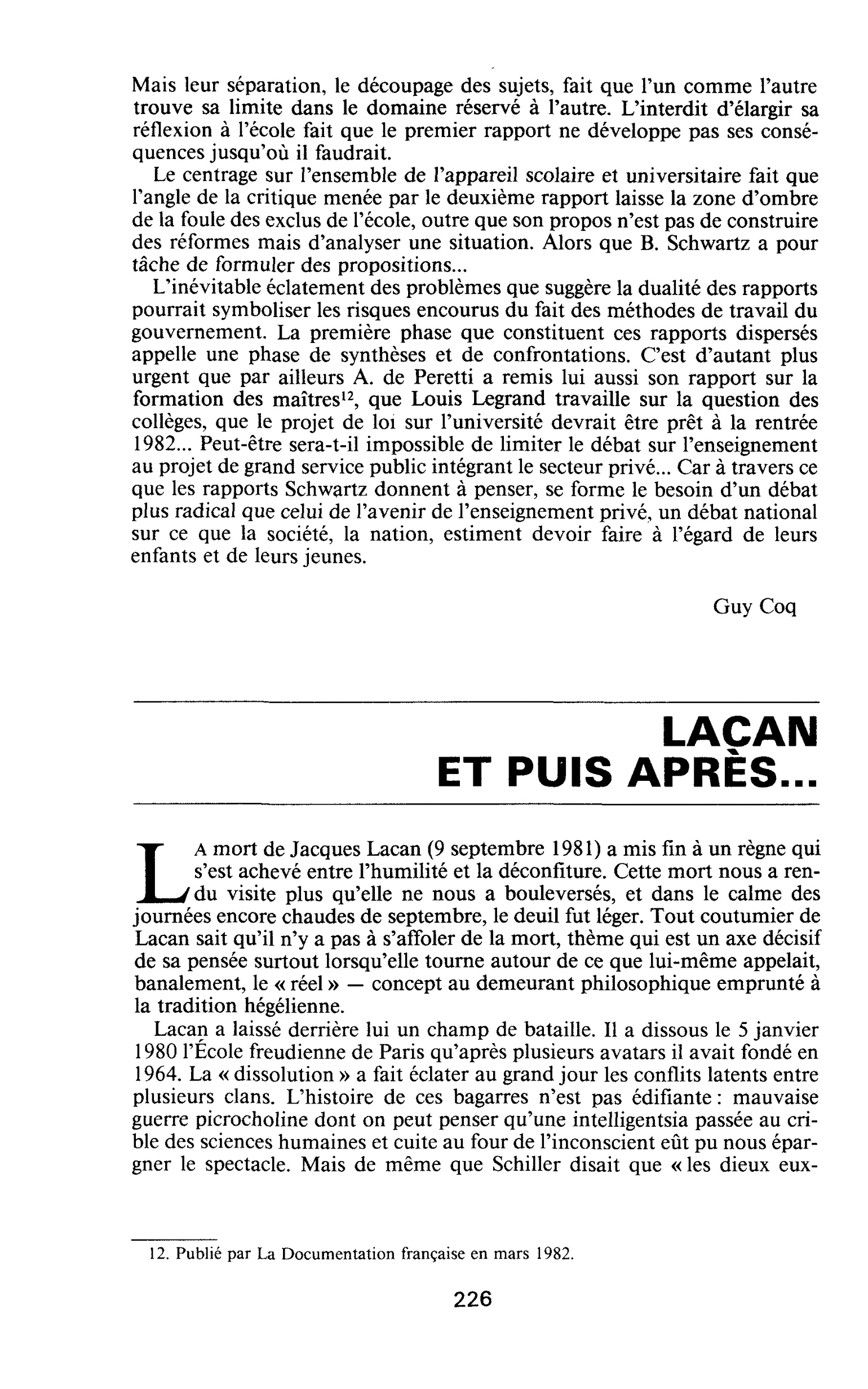 LACAN ET PUIS APRÈS…