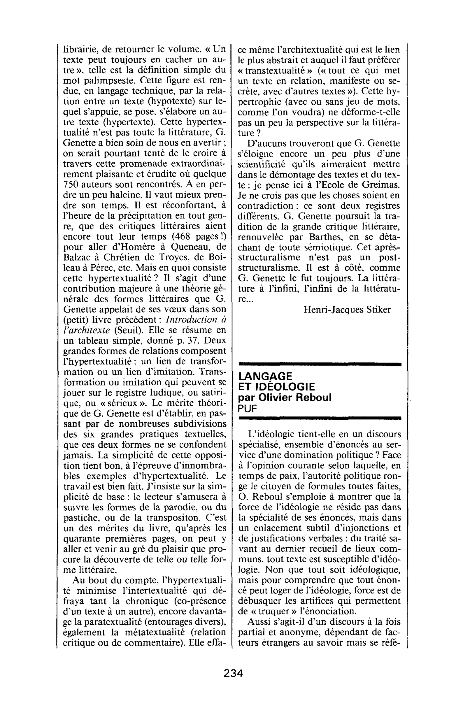 LANGAGE ET IDÉOLOGIE par Olivier Reboul
