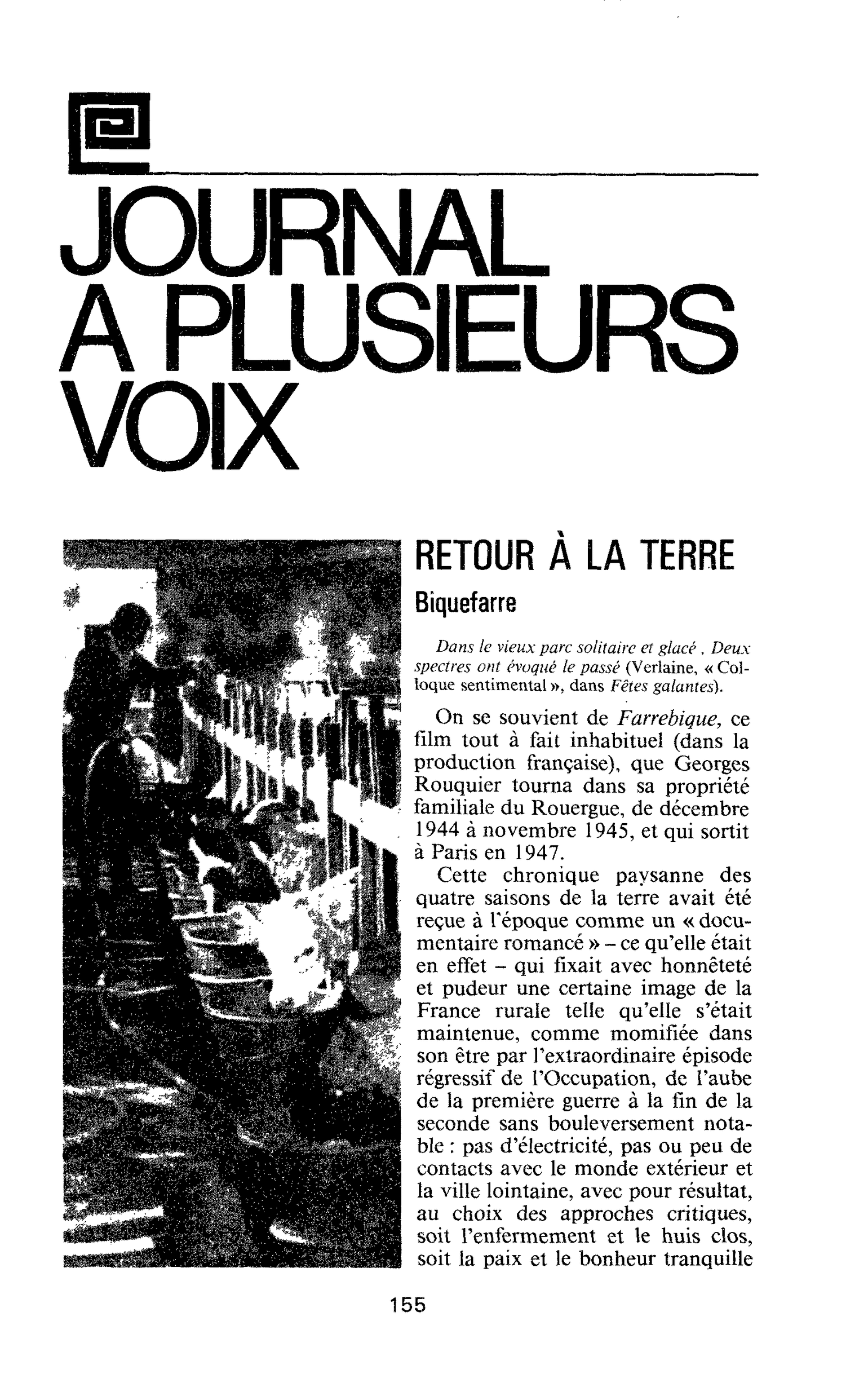 RETOUR À LA TERRE. Biquefarre