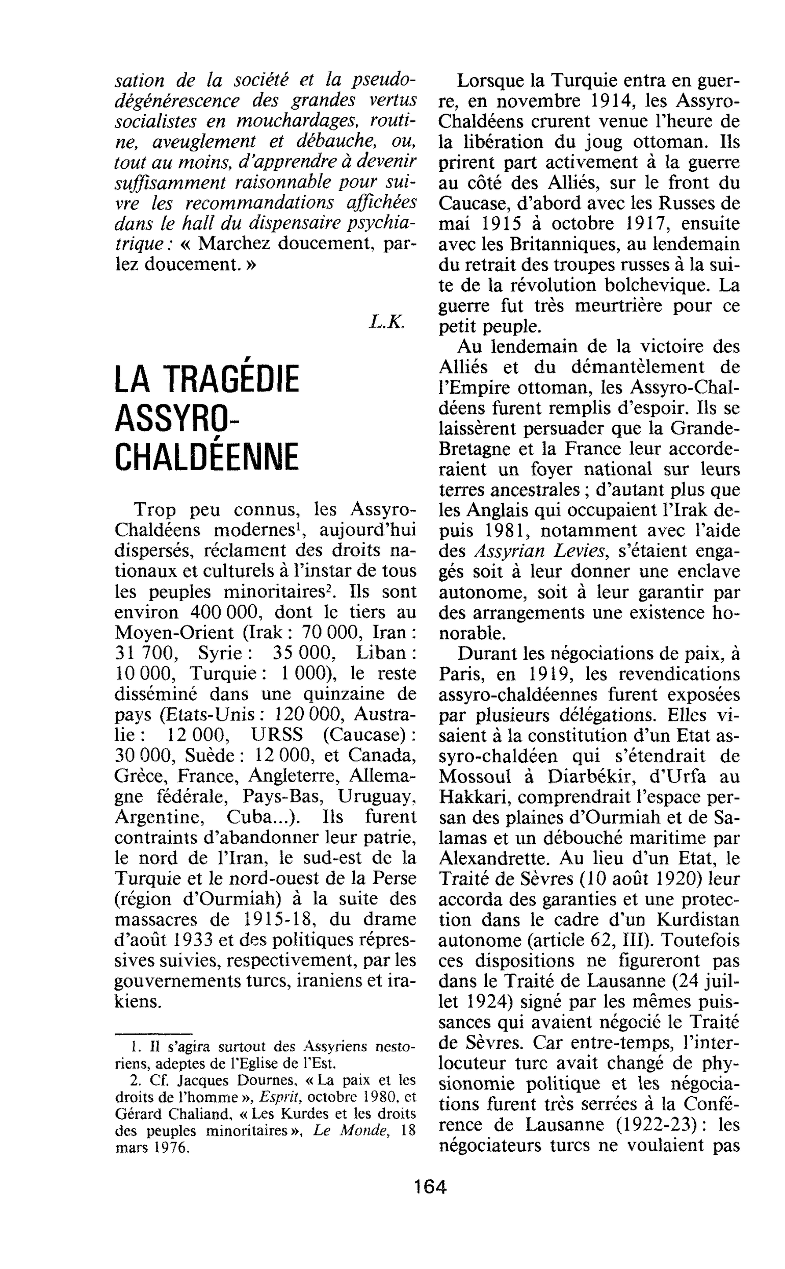 LA TRAGÉDIE ASSYRO- CHALDÉENNE