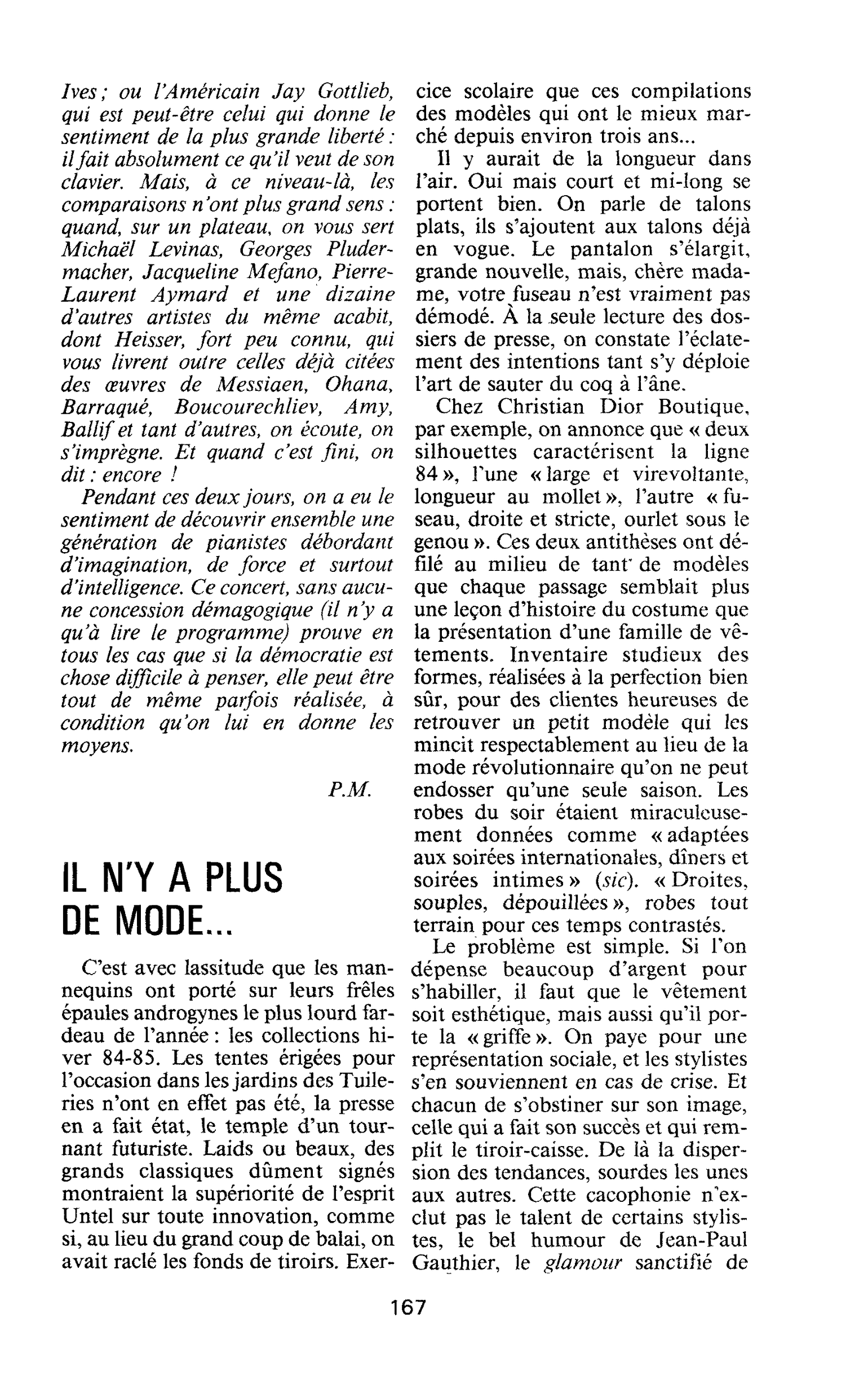 IL N’Y A PLUS DE MODE…