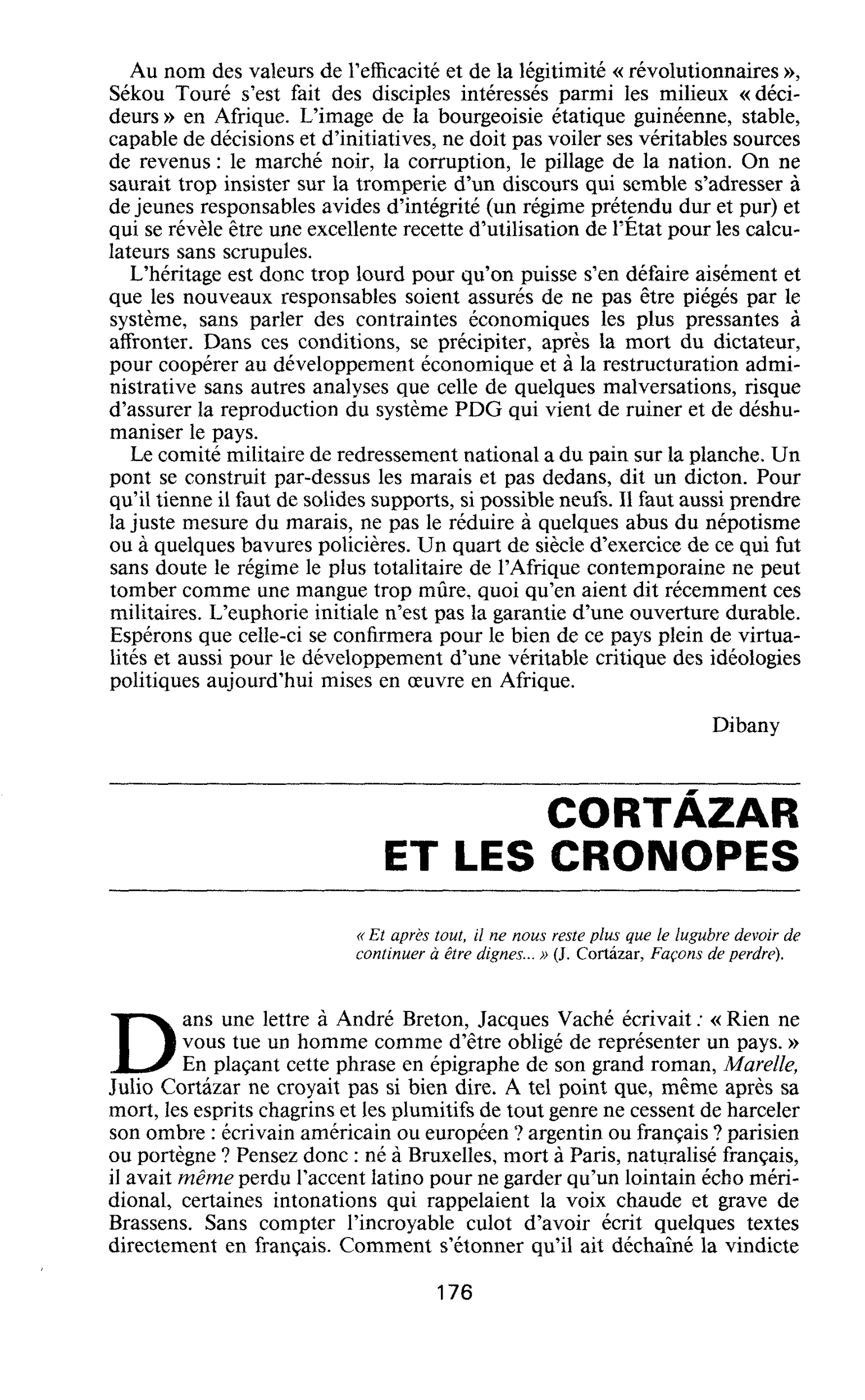 CORTÁZAR ET LES CRONOPES