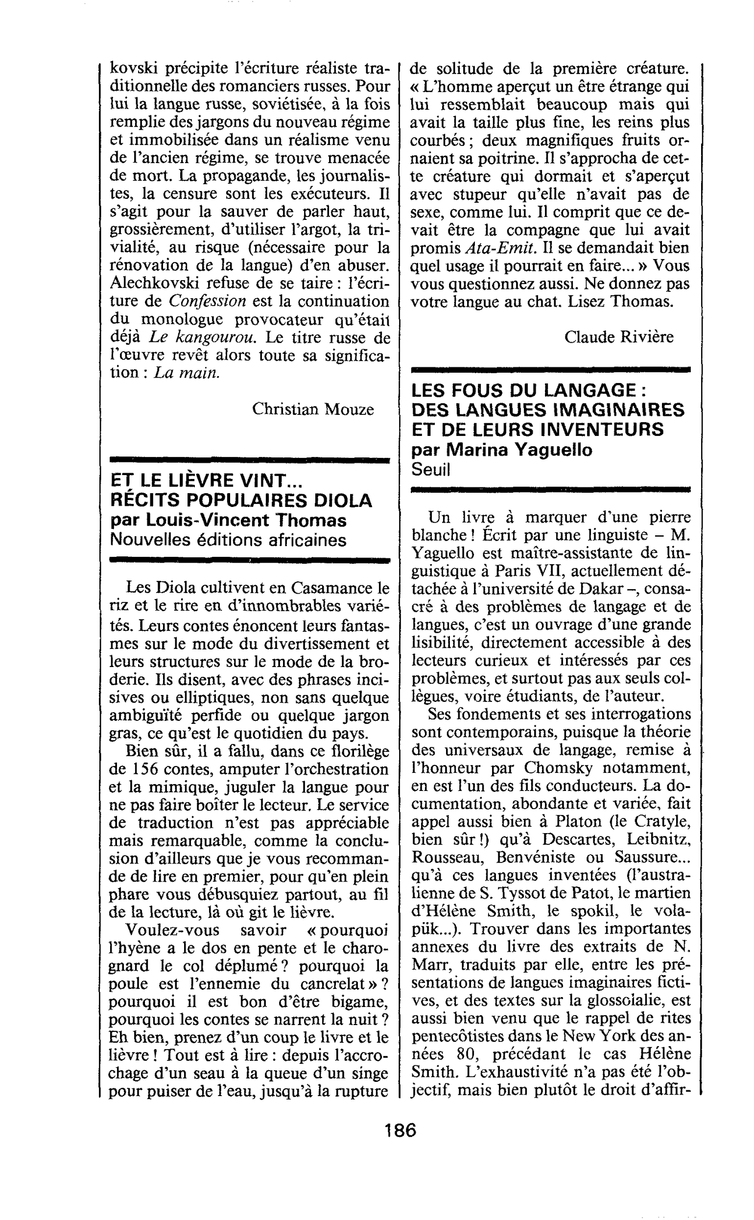 ET LE LIÈVRE VINT… RÉCITS POPULAIRES DIOLA par Louis-Vincent Thomas