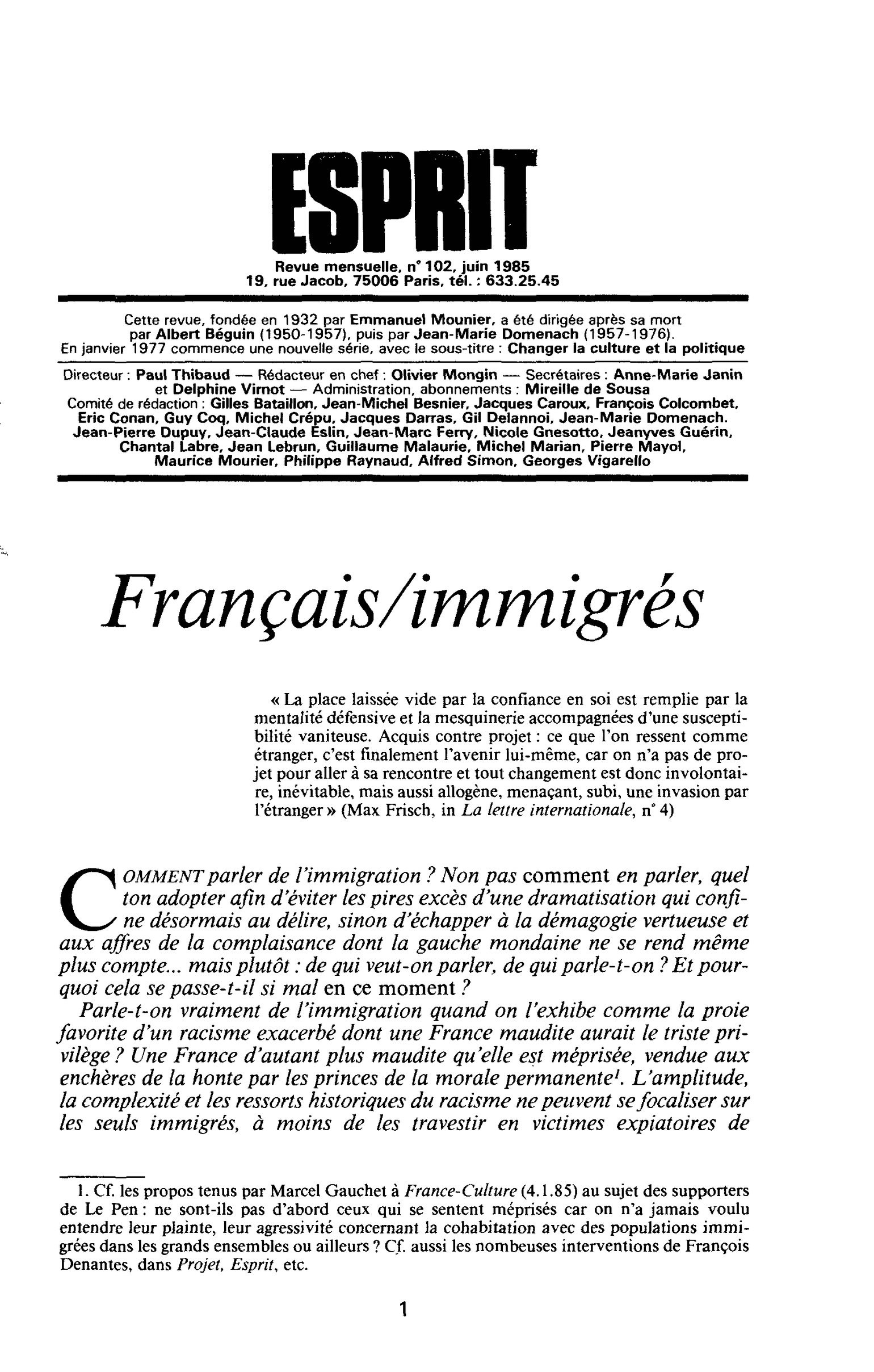Français/immigrés