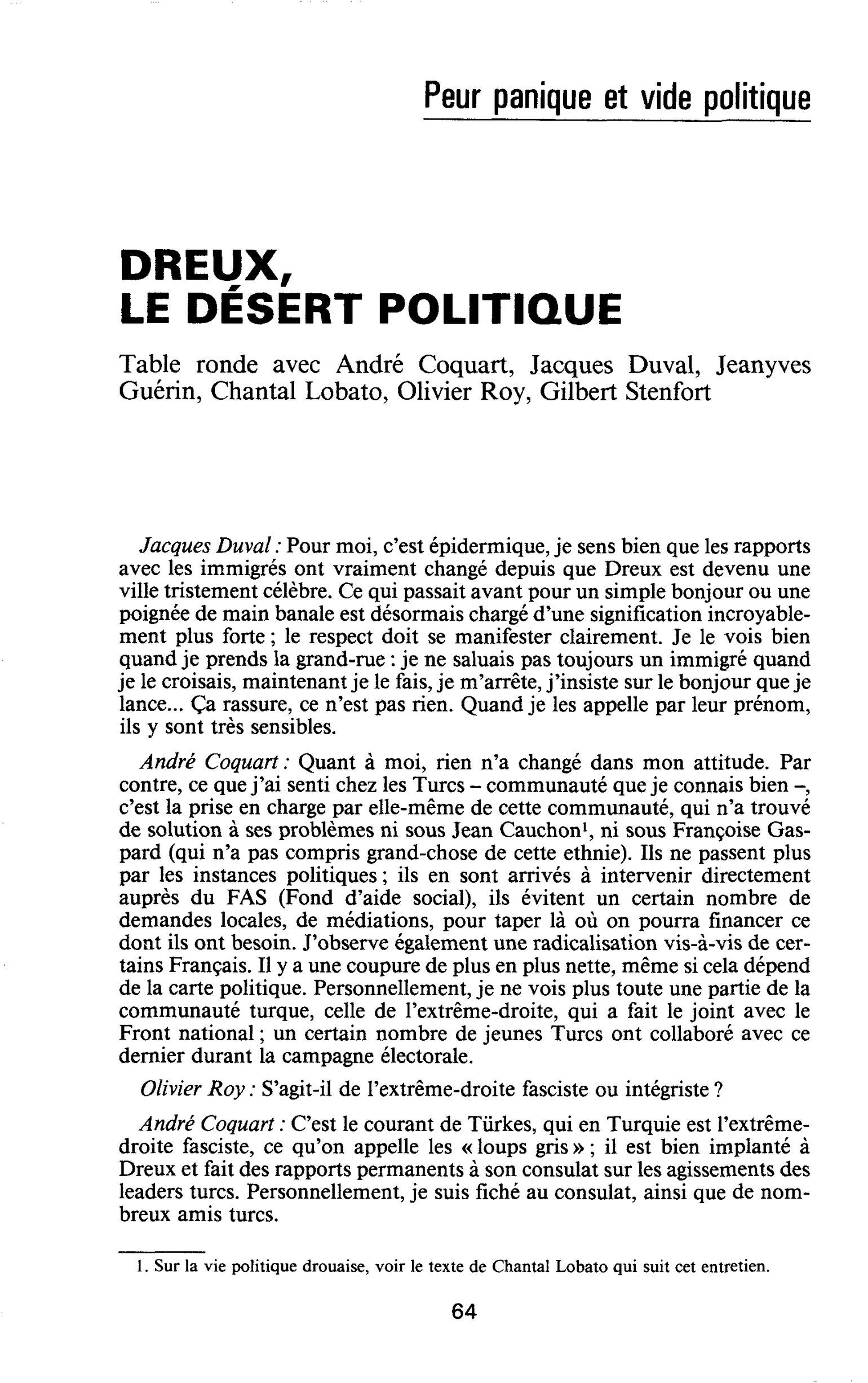 DREUX, LE DÉSERT POLITIQUE