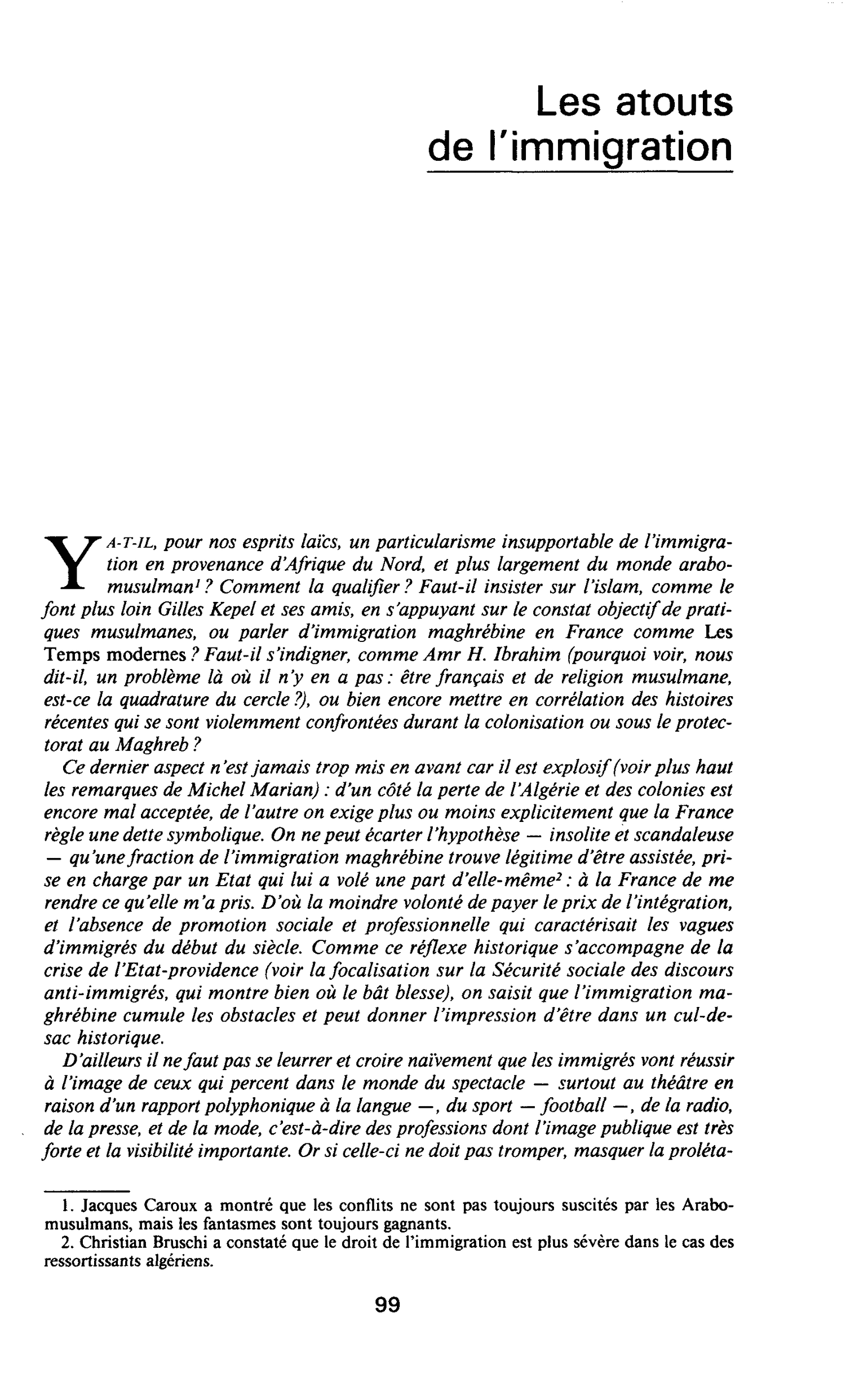 Les atouts de l’immigration
