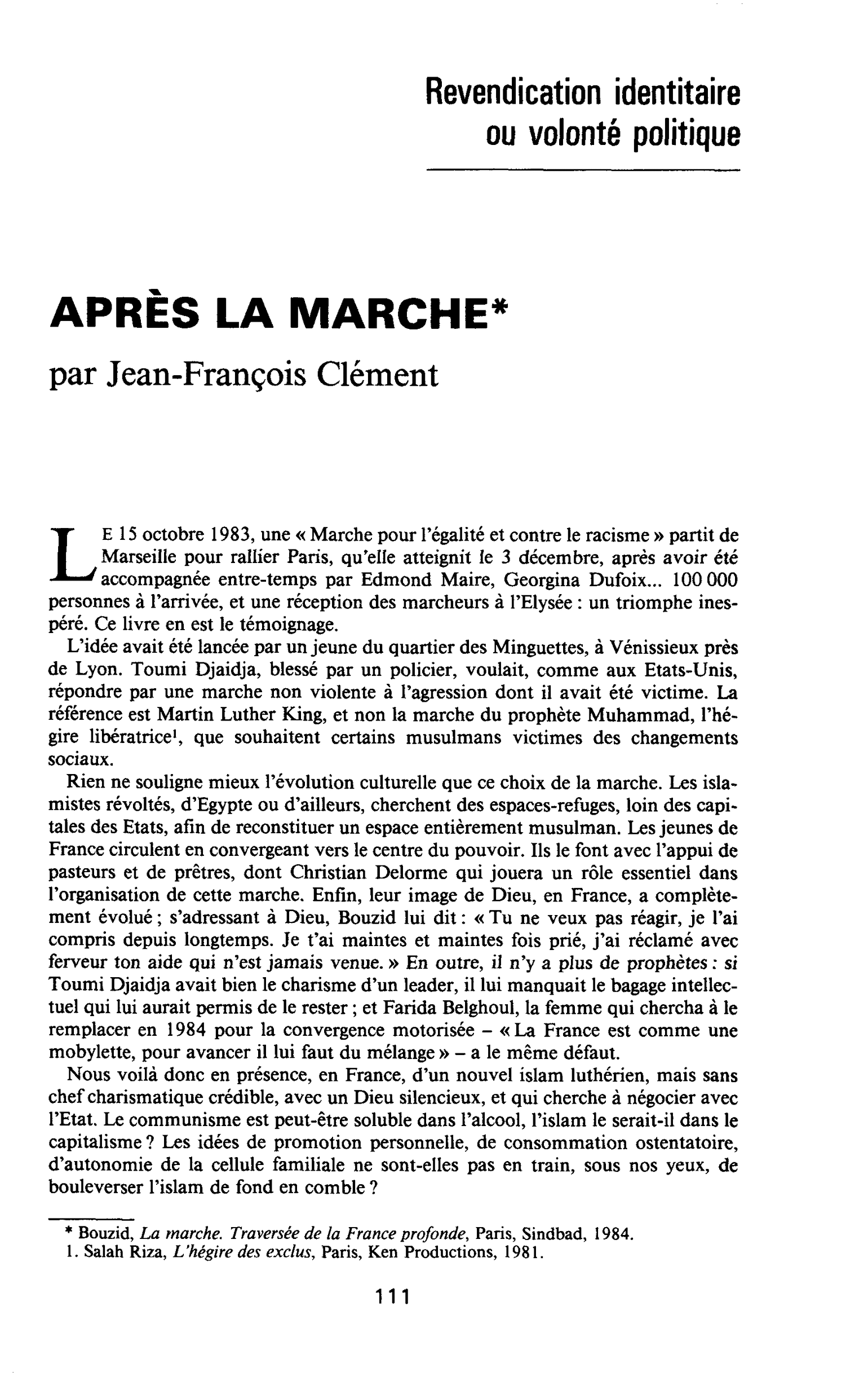 APRÈS LA MARCHE