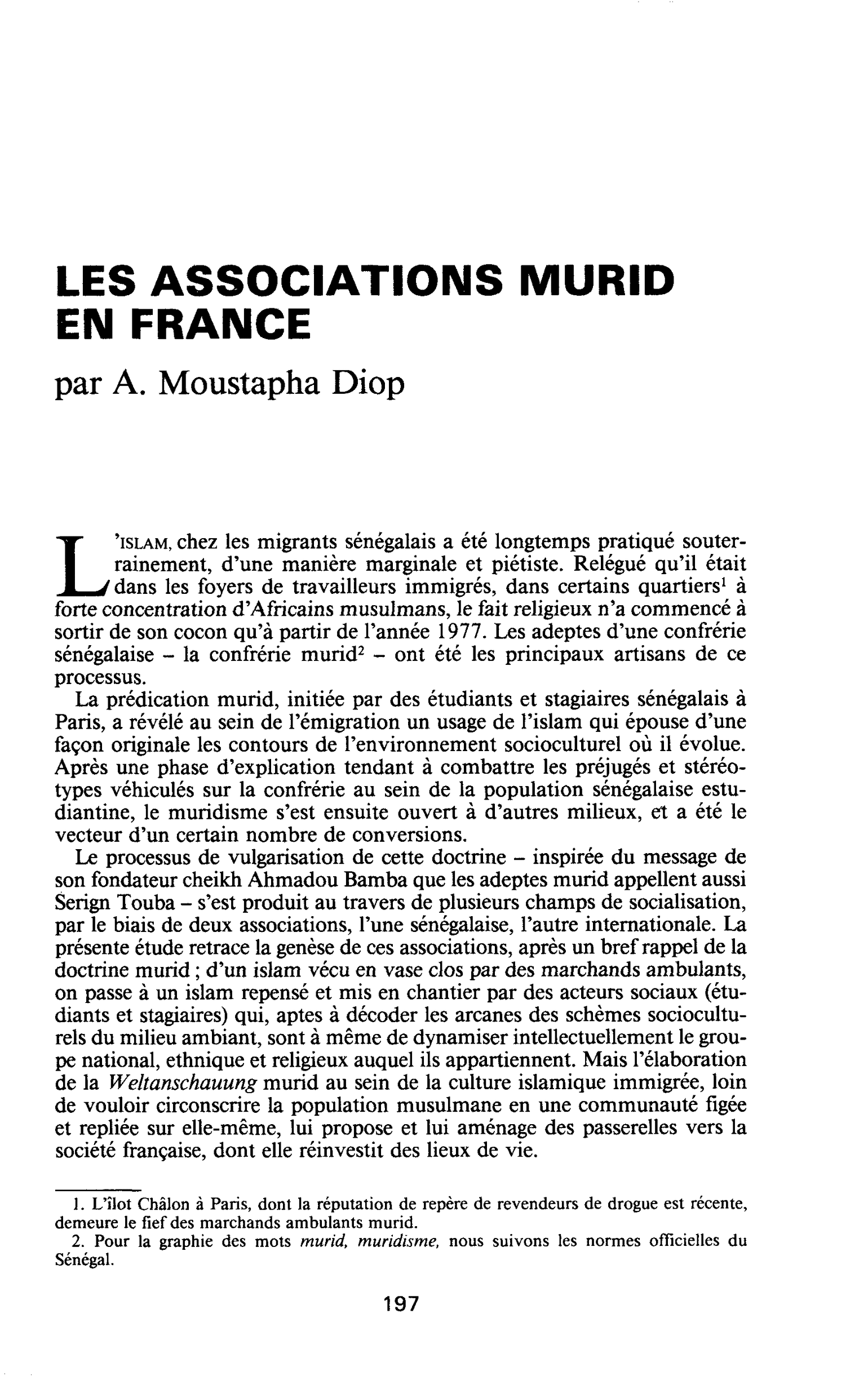LES ASSOCIATIONS MURID EN FRANCE